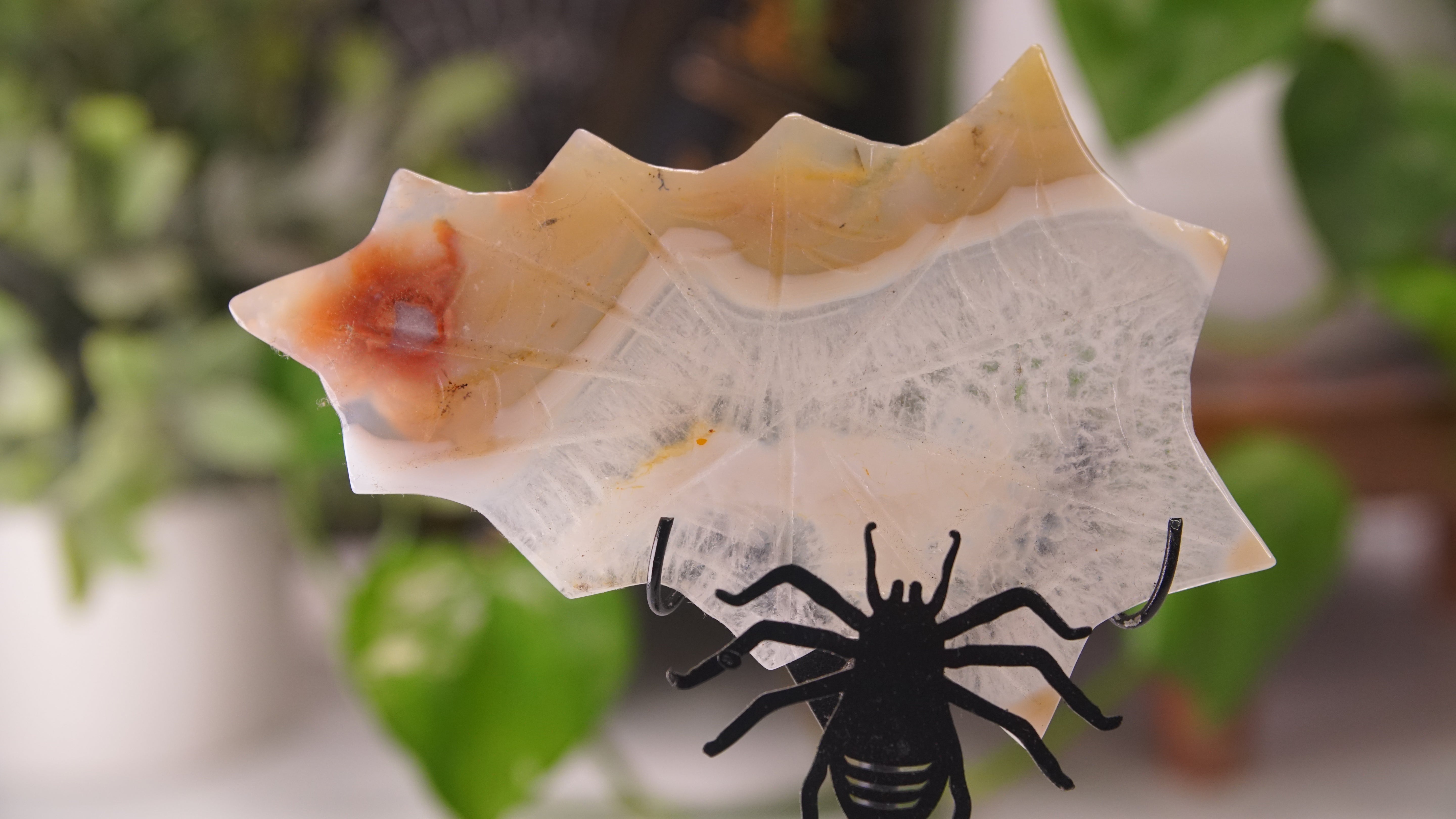 Agate Spider Web With FREE Spider Stand | Crystal Carving Sculpture
