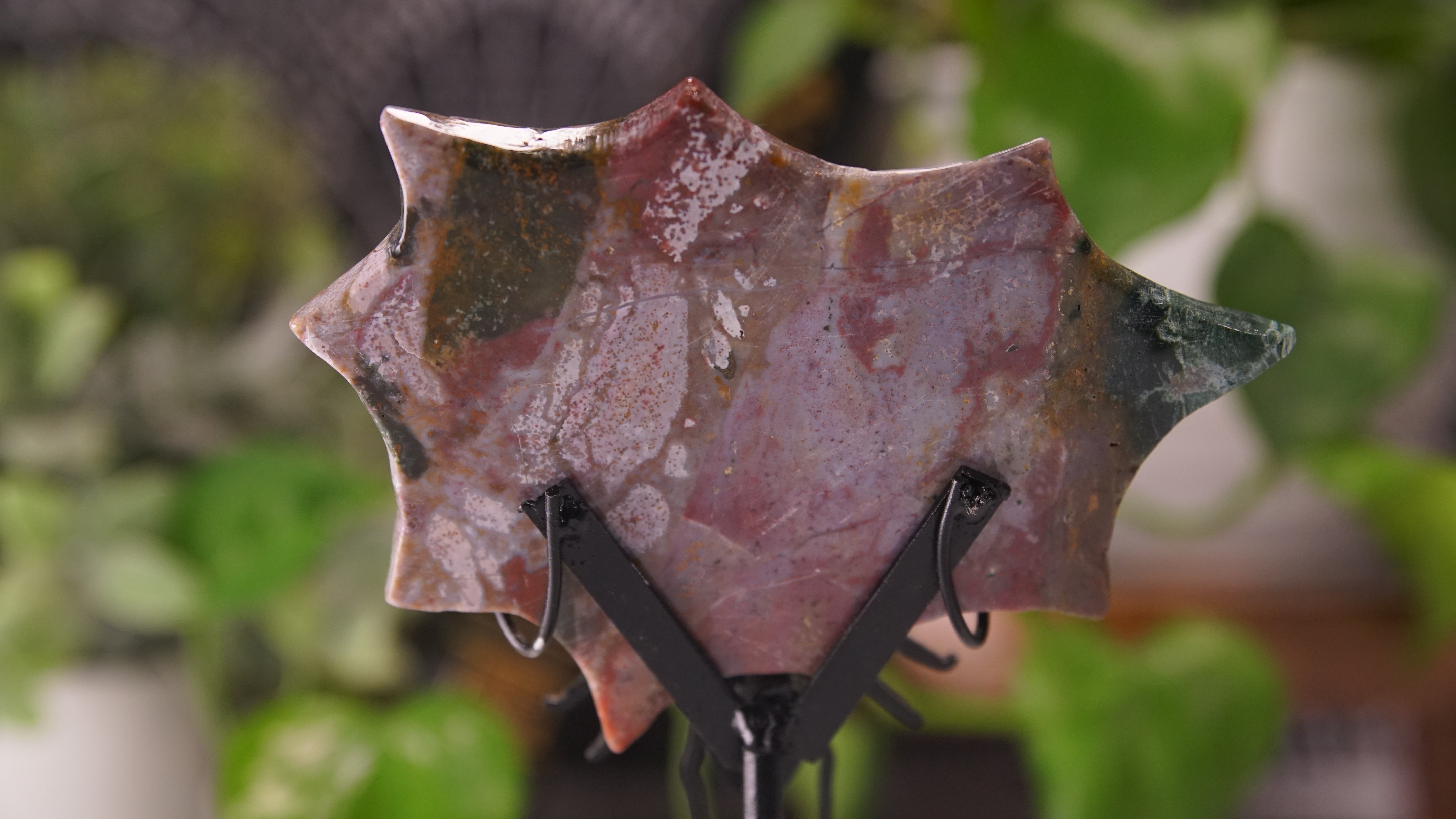 Sea Jasper Spider Web With FREE Spider Stand | Crystal Carving Sculpture
