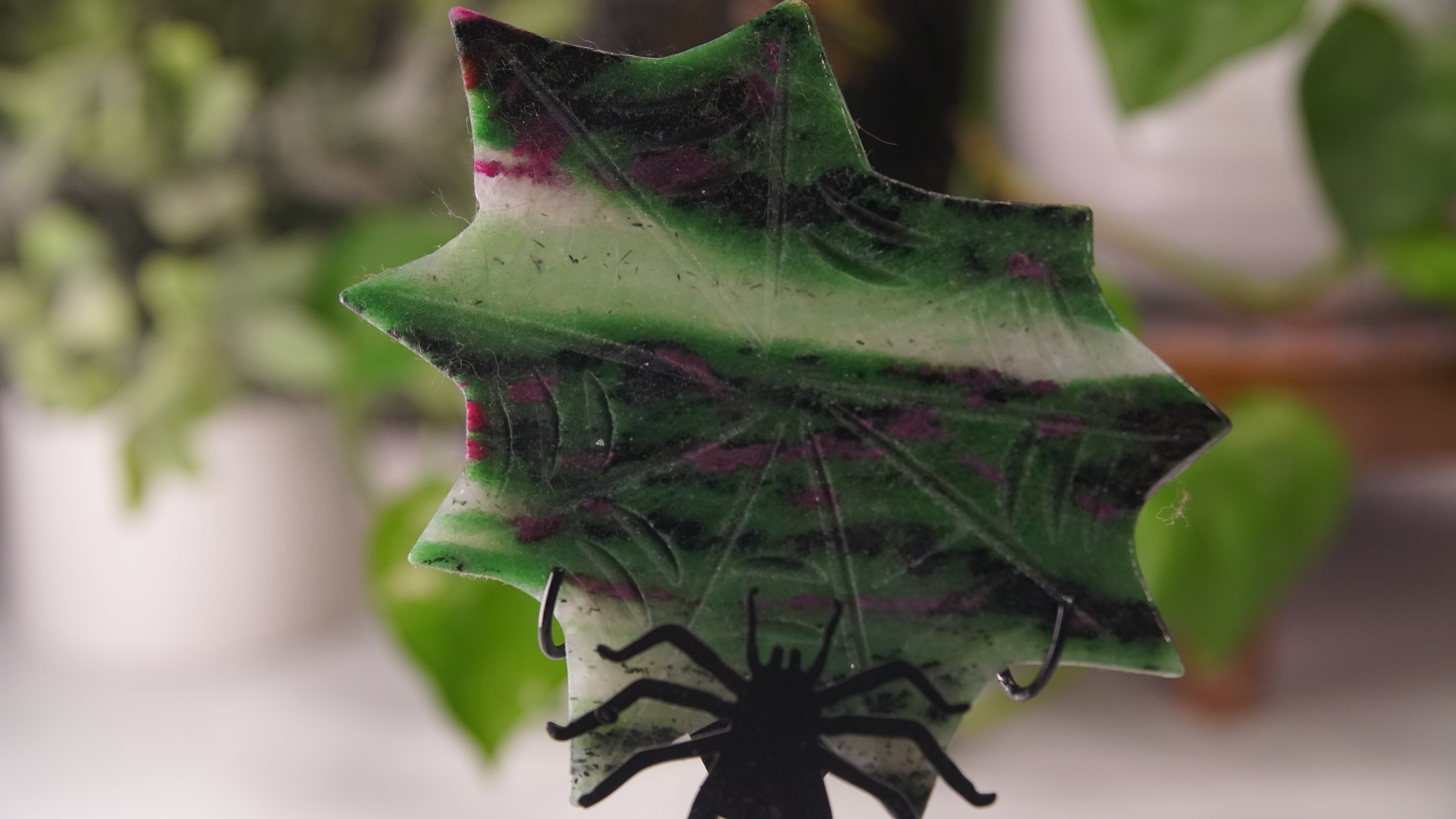 Ruby Zoisite Spider Web With FREE Spider Stand | Crystal Carving Sculpture