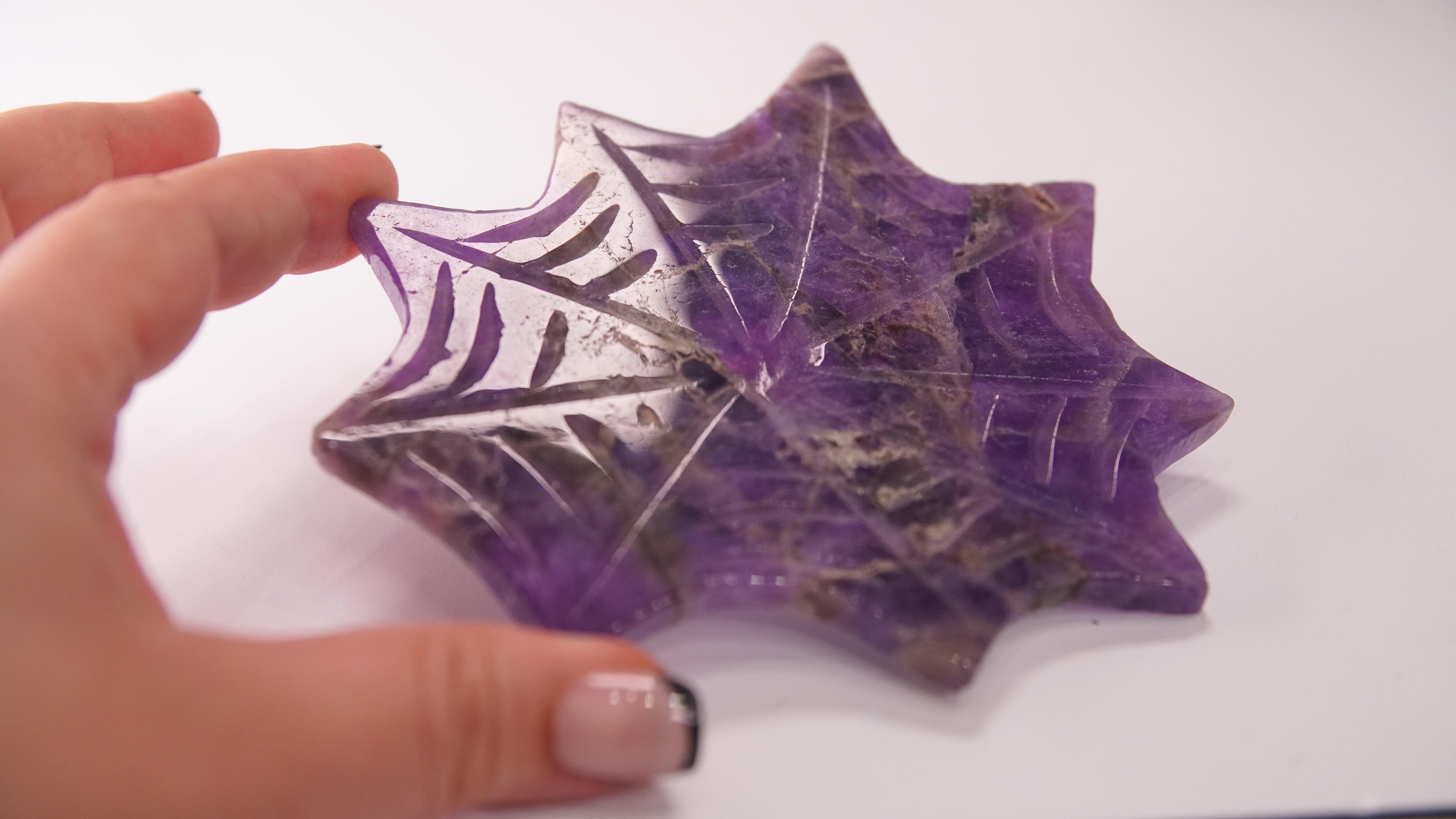 Amethyst Spider Web With FREE Spider Stand | Crystal Carving Sculpture