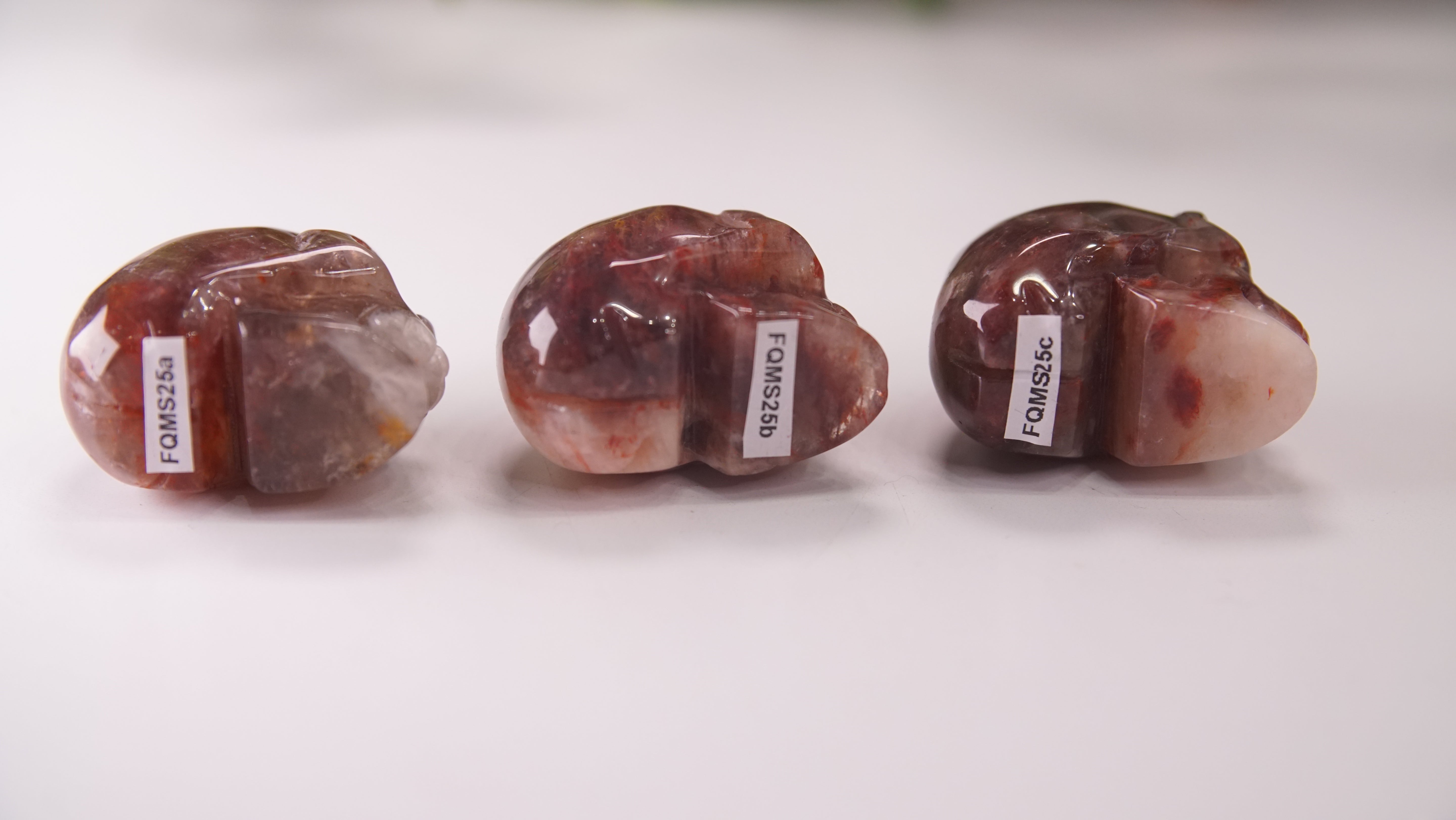 Gorgeous Fire Quartz With Moonstone Skull (Small, 2")