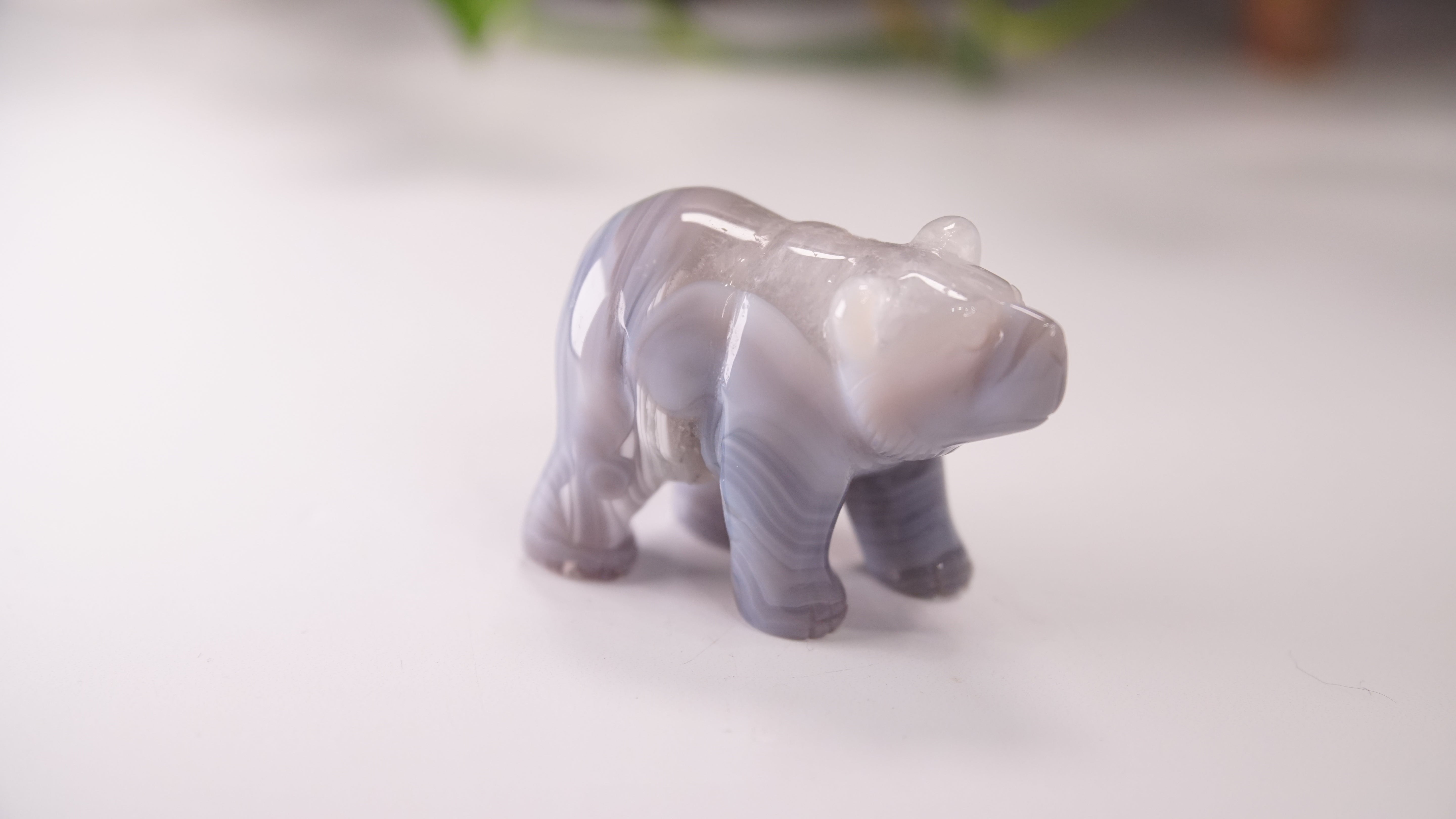 Druzy Agate Hand Carved Bear Carving | Crystal Carving Statement Piece
