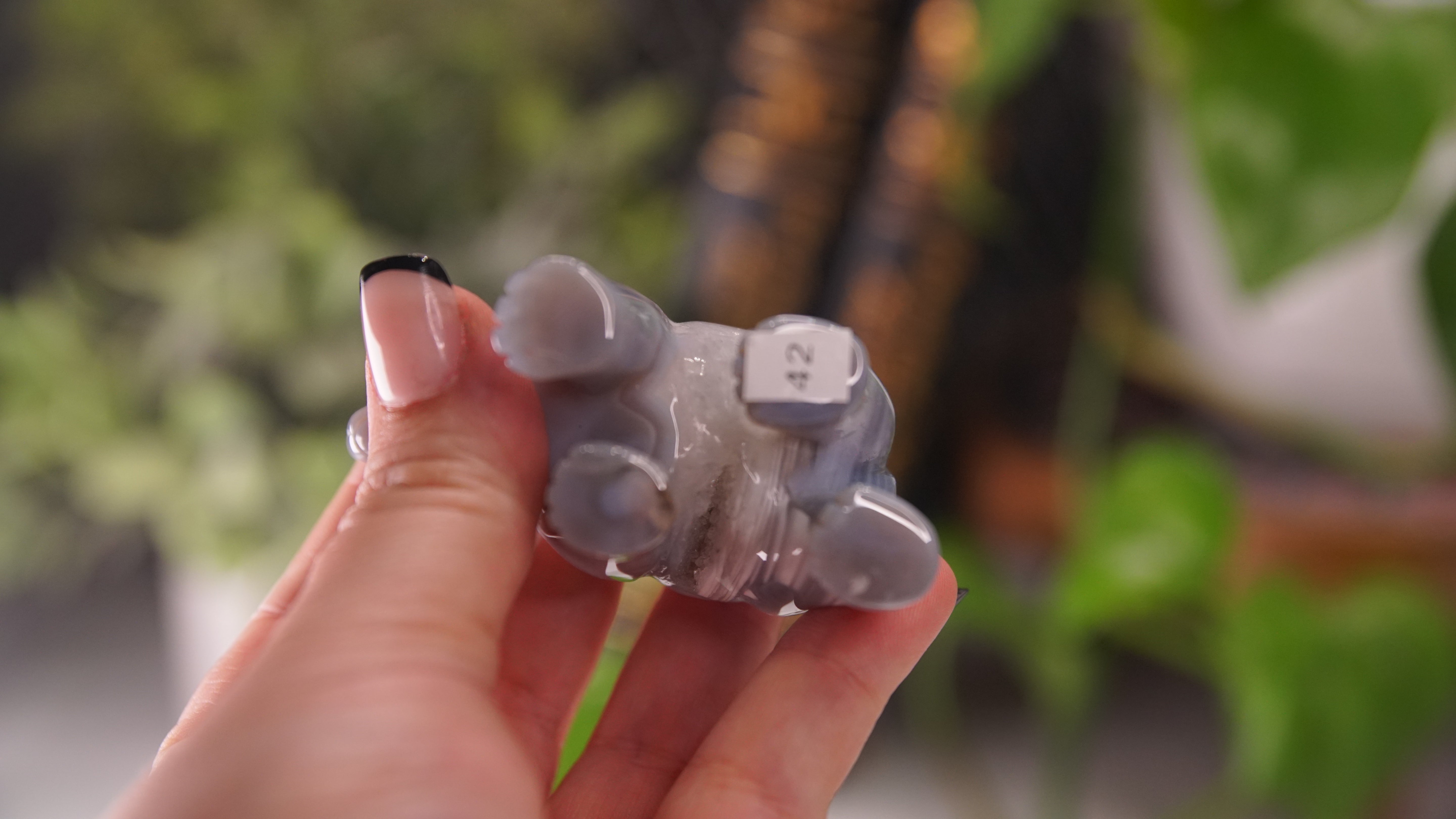 Druzy Agate Hand Carved Bear Carving | Crystal Carving Statement Piece