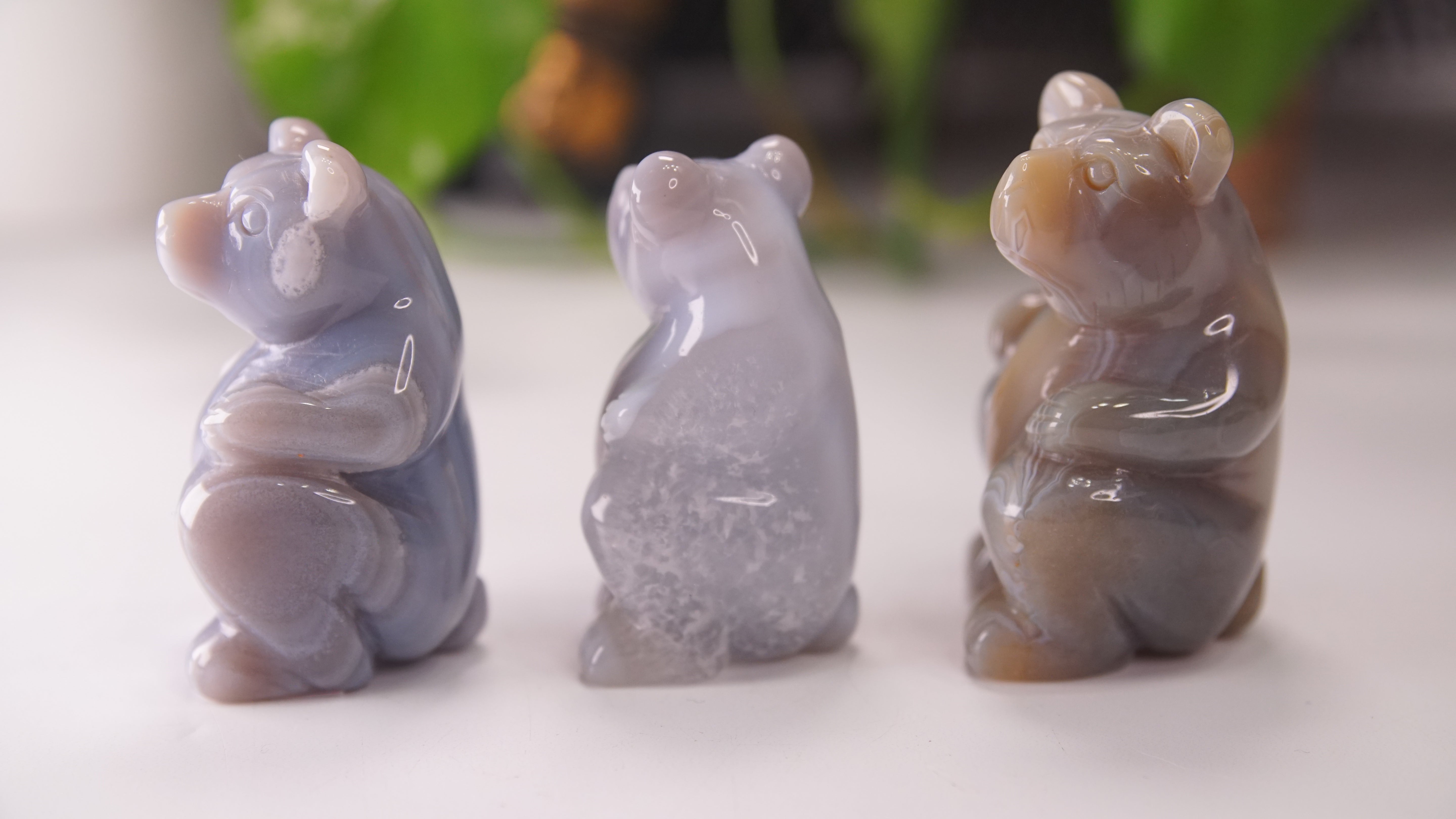Druzy Agate Hand Carved Bear Carving | Crystal Carving Statement Piece