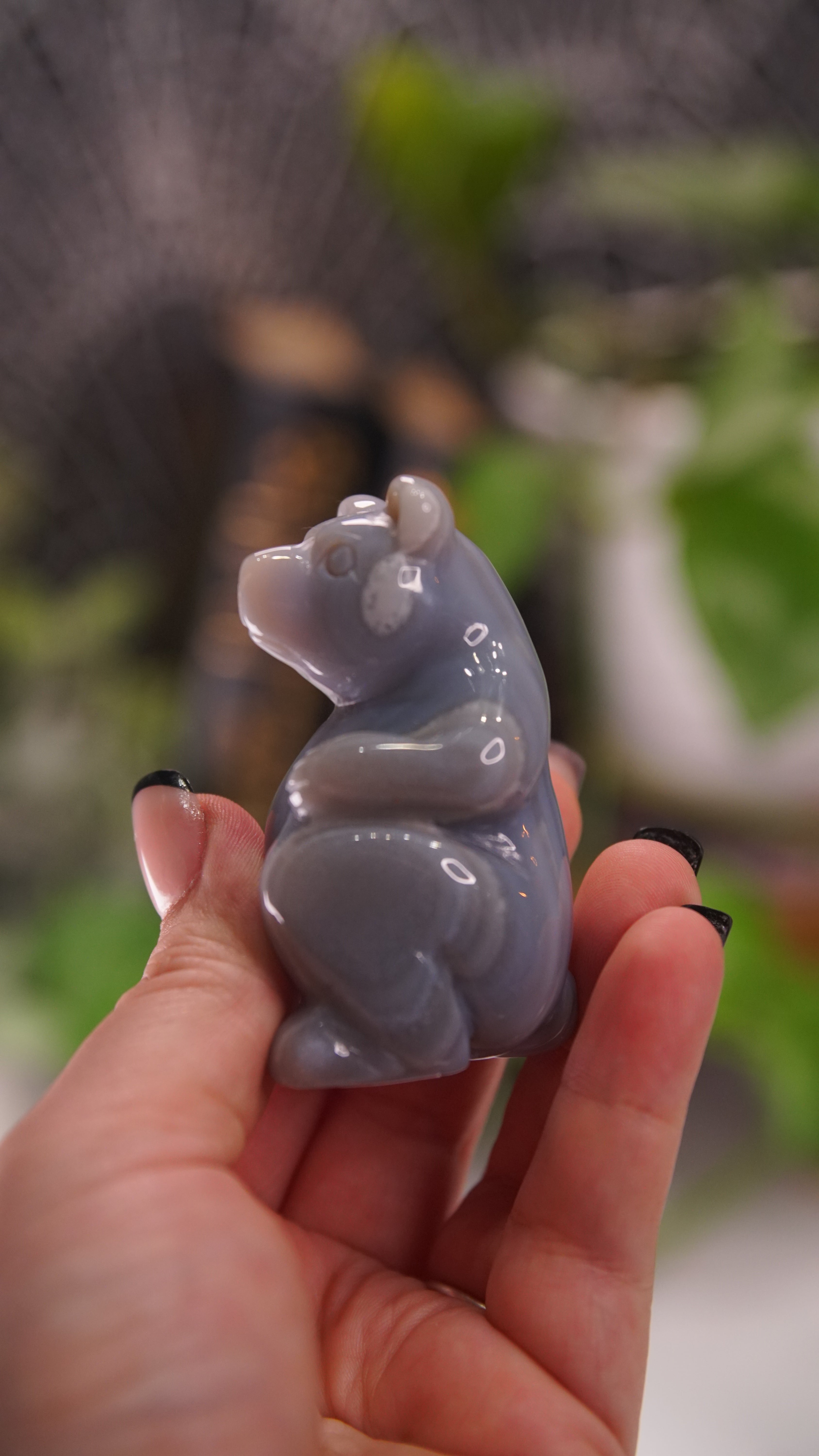 Druzy Agate Hand Carved Bear Carving | Crystal Carving Statement Piece