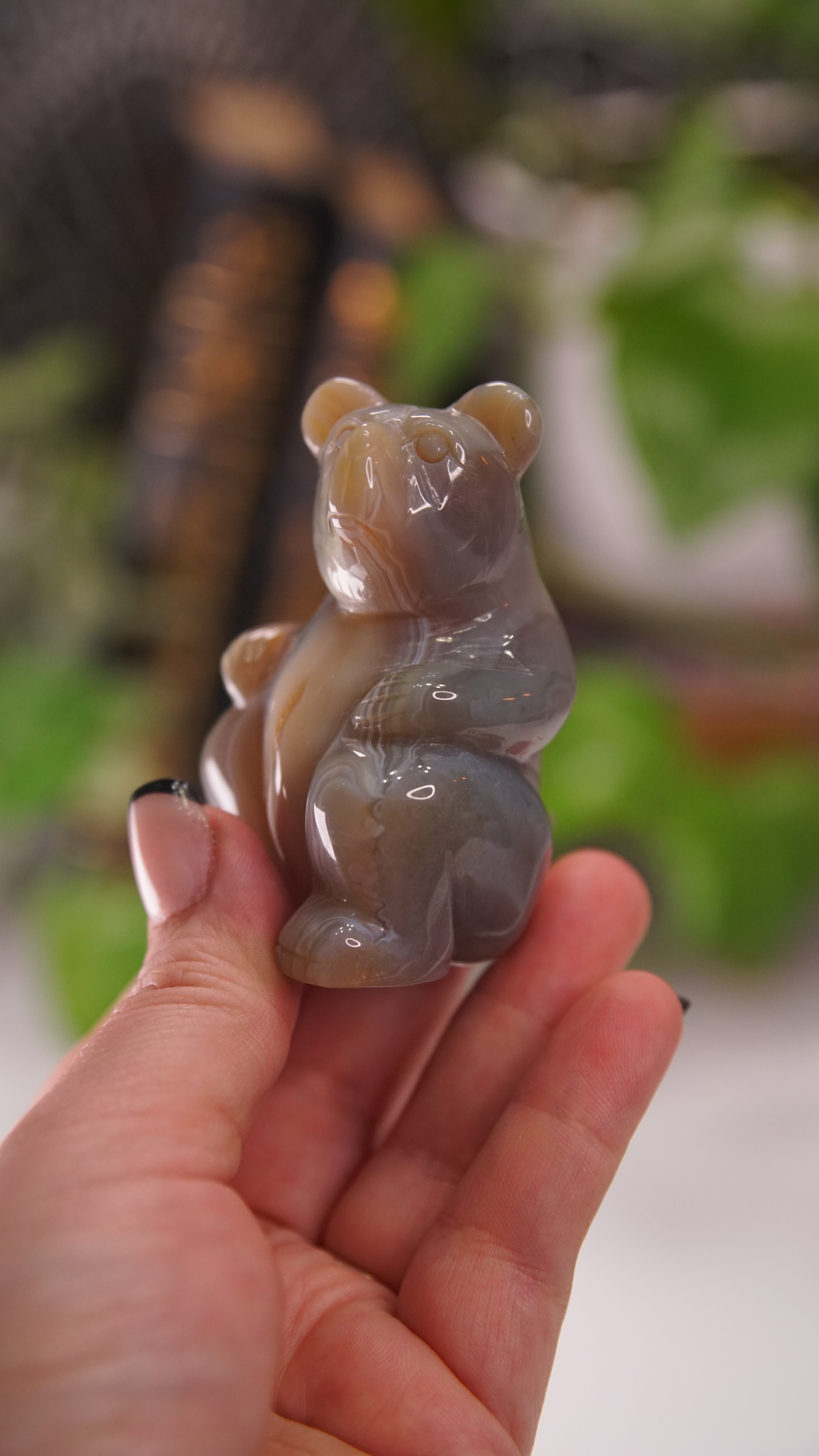 Druzy Agate Hand Carved Bear Carving | Crystal Carving Statement Piece
