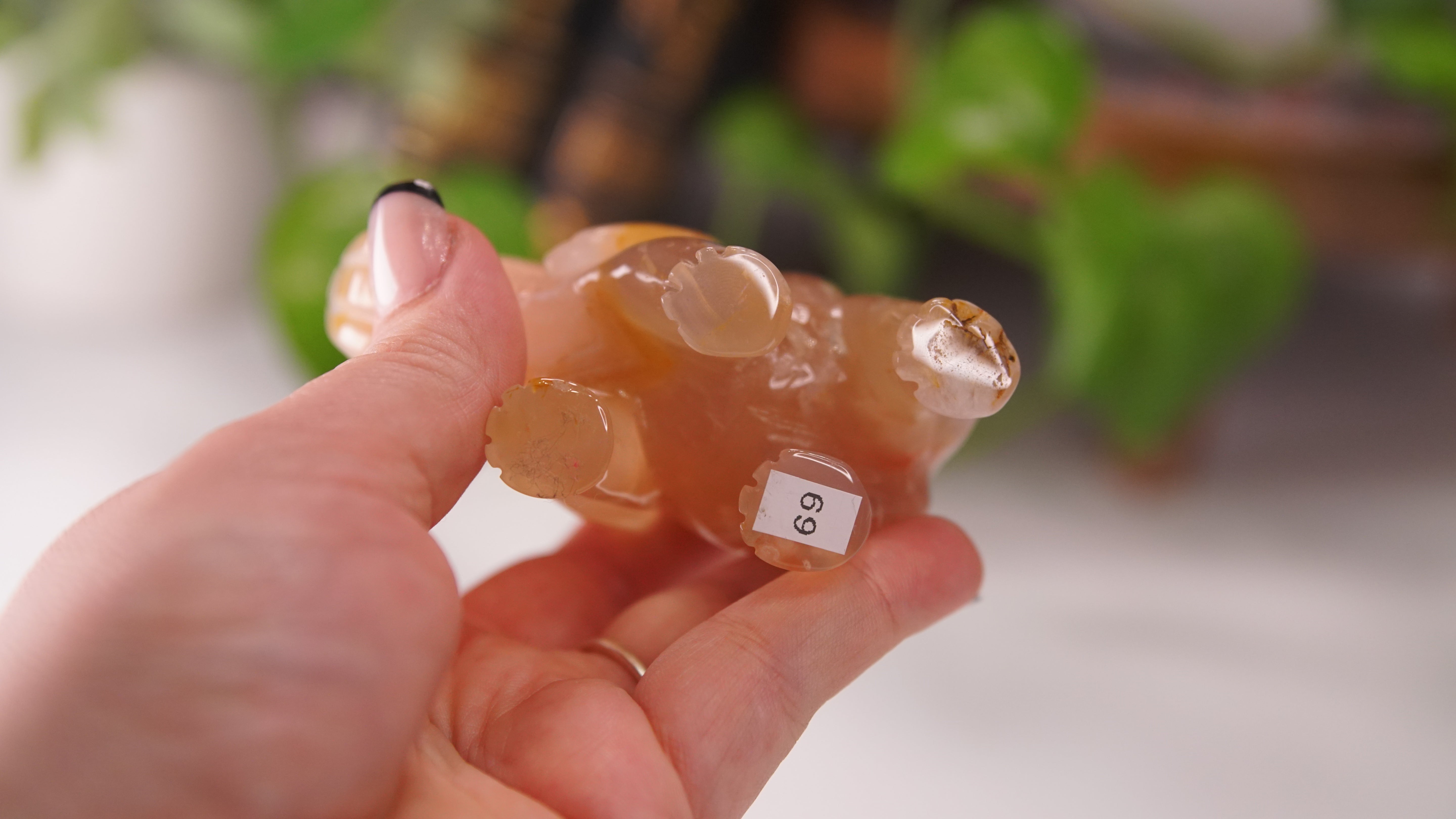 Druzy Agate Hand Carved Elephant Carving | Crystal Carving Statement Piece