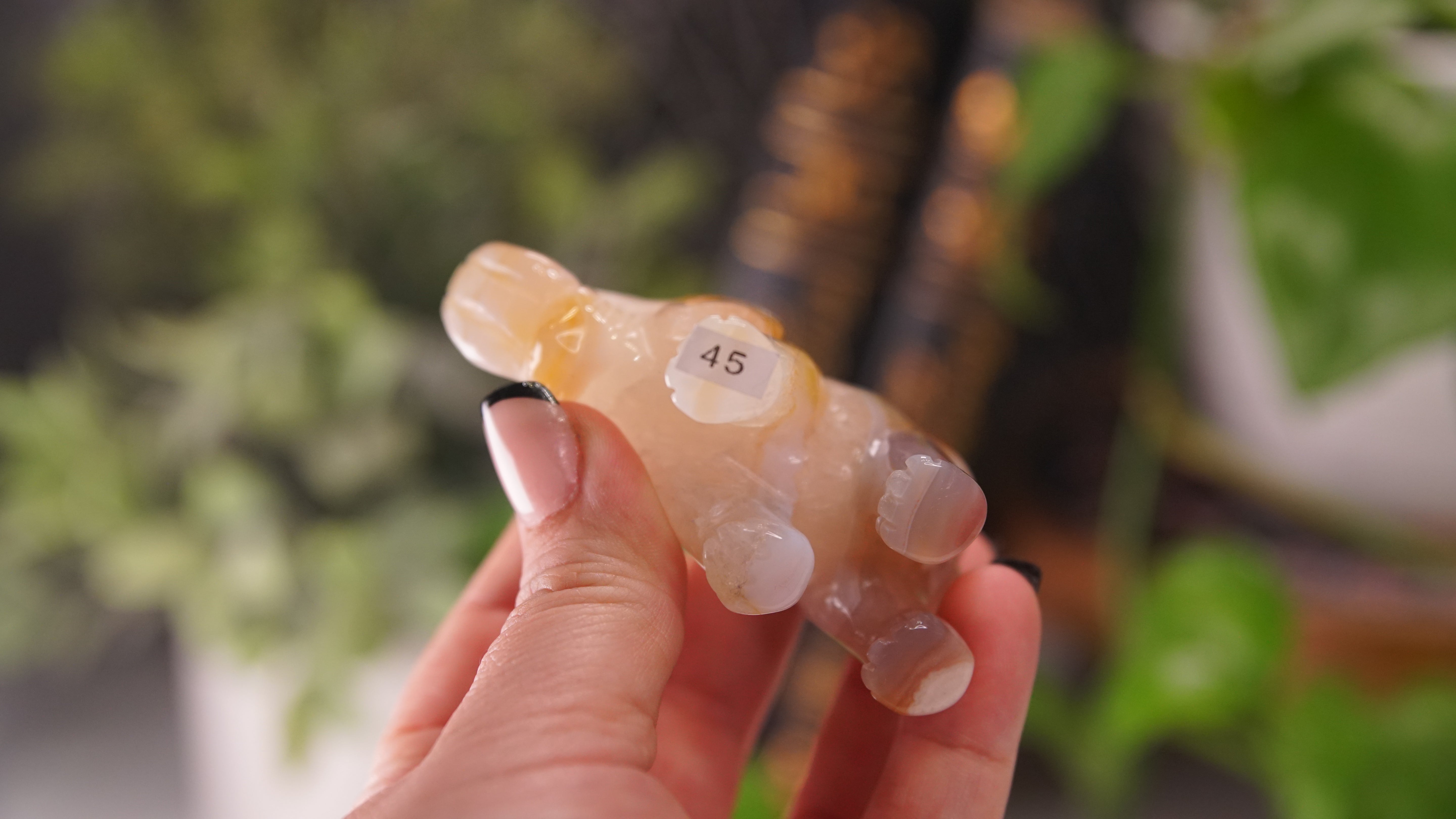 Druzy Agate Hand Carved Elephant Carving | Crystal Carving Statement Piece