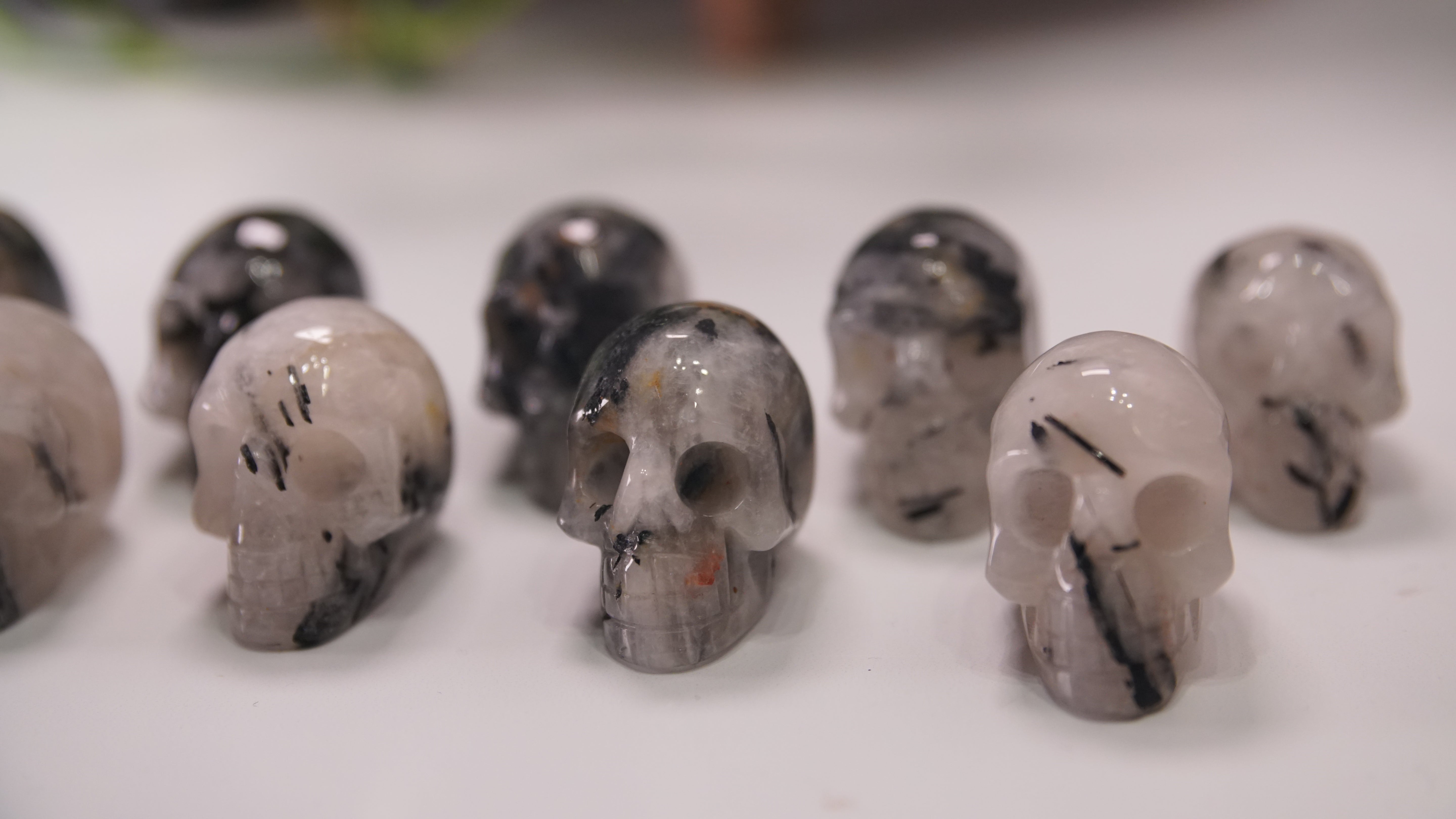 Gorgeous Black Tourmaline In Quartz Skull (Small, 2")
