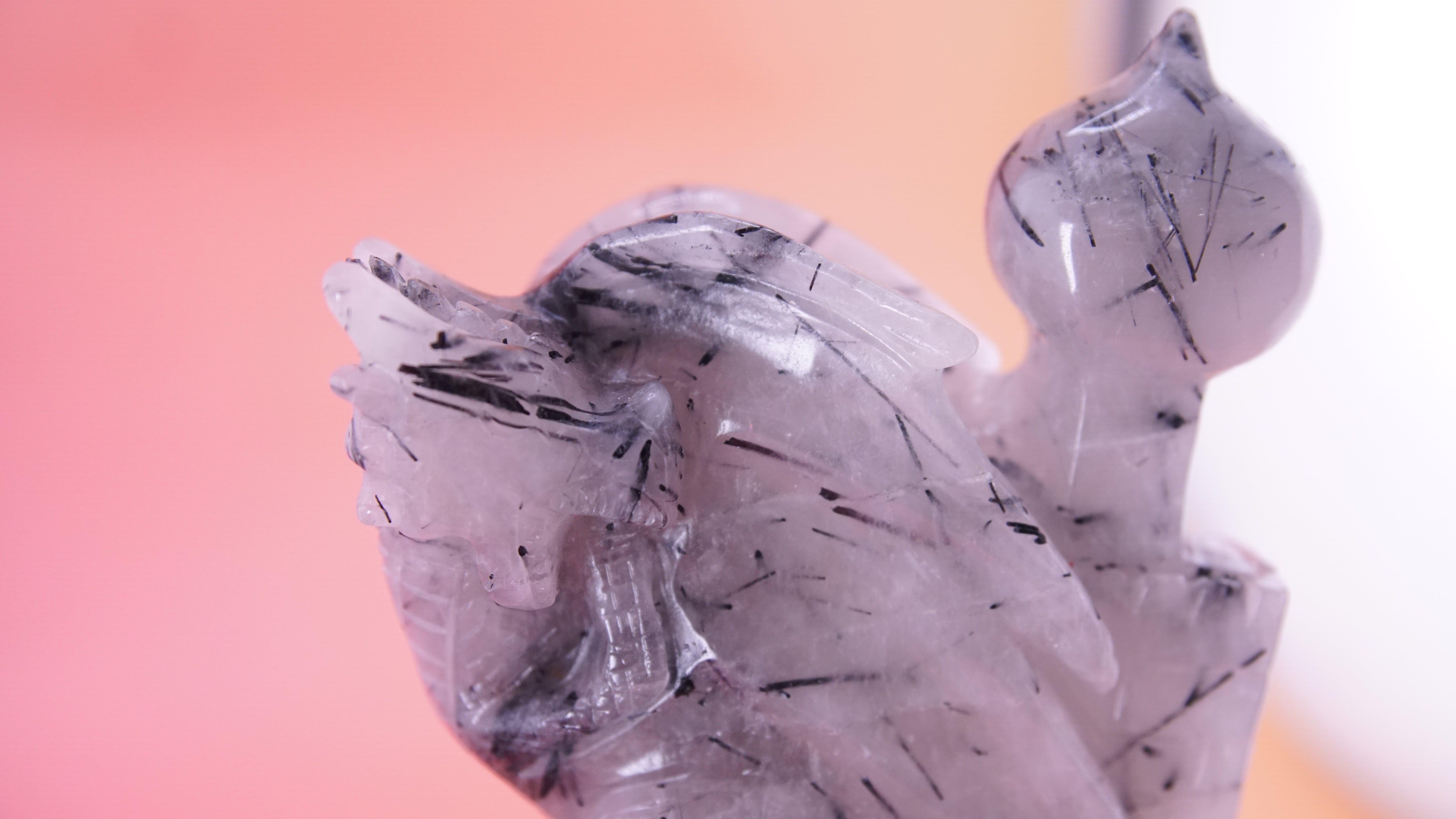 Gorgeous Black Tourmaline In Quartz Dragon With Castle