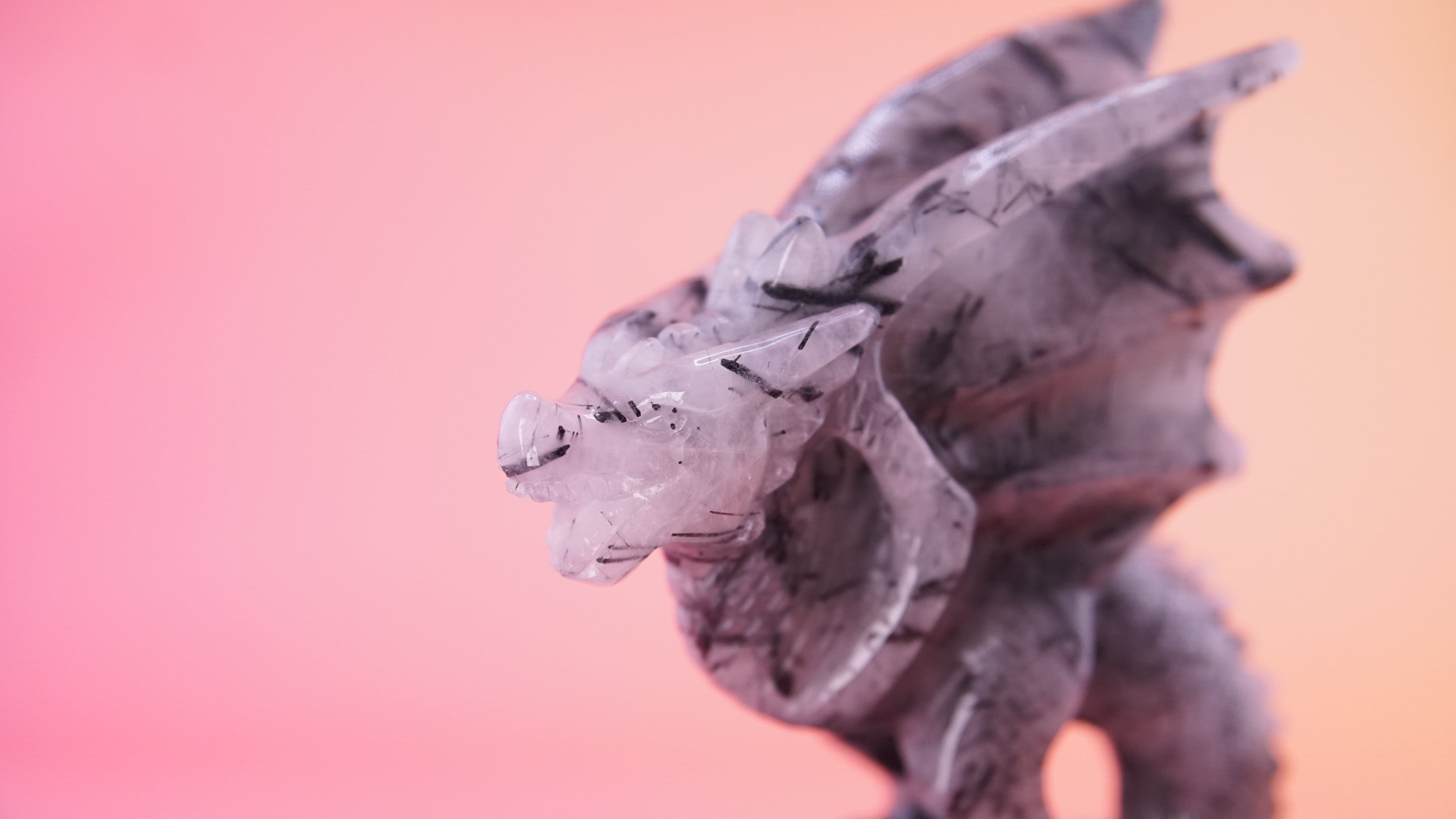 Gorgeous Black Tourmaline In Quartz Dragon With Castle