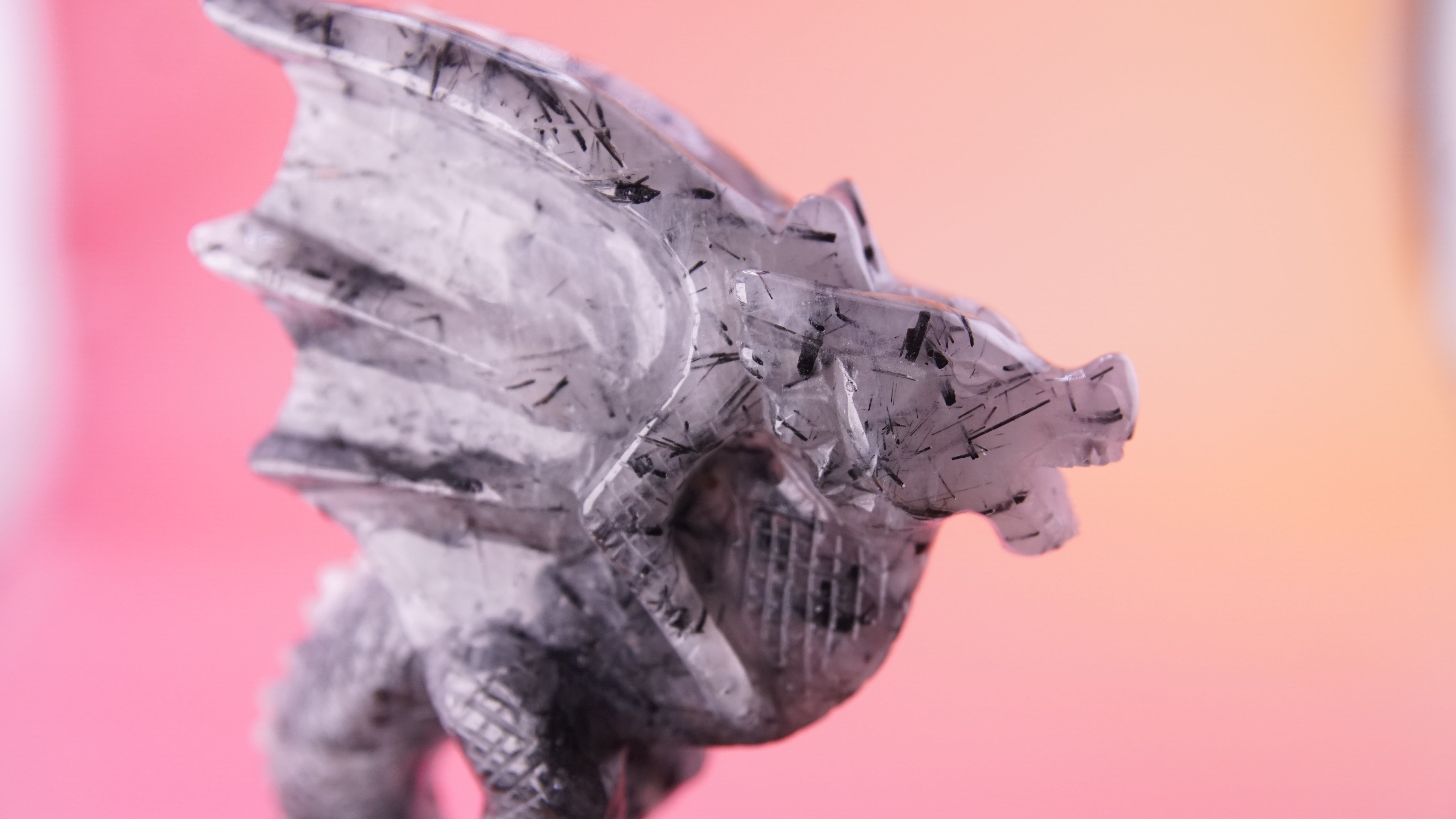 Gorgeous Black Tourmaline In Quartz Dragon With Castle