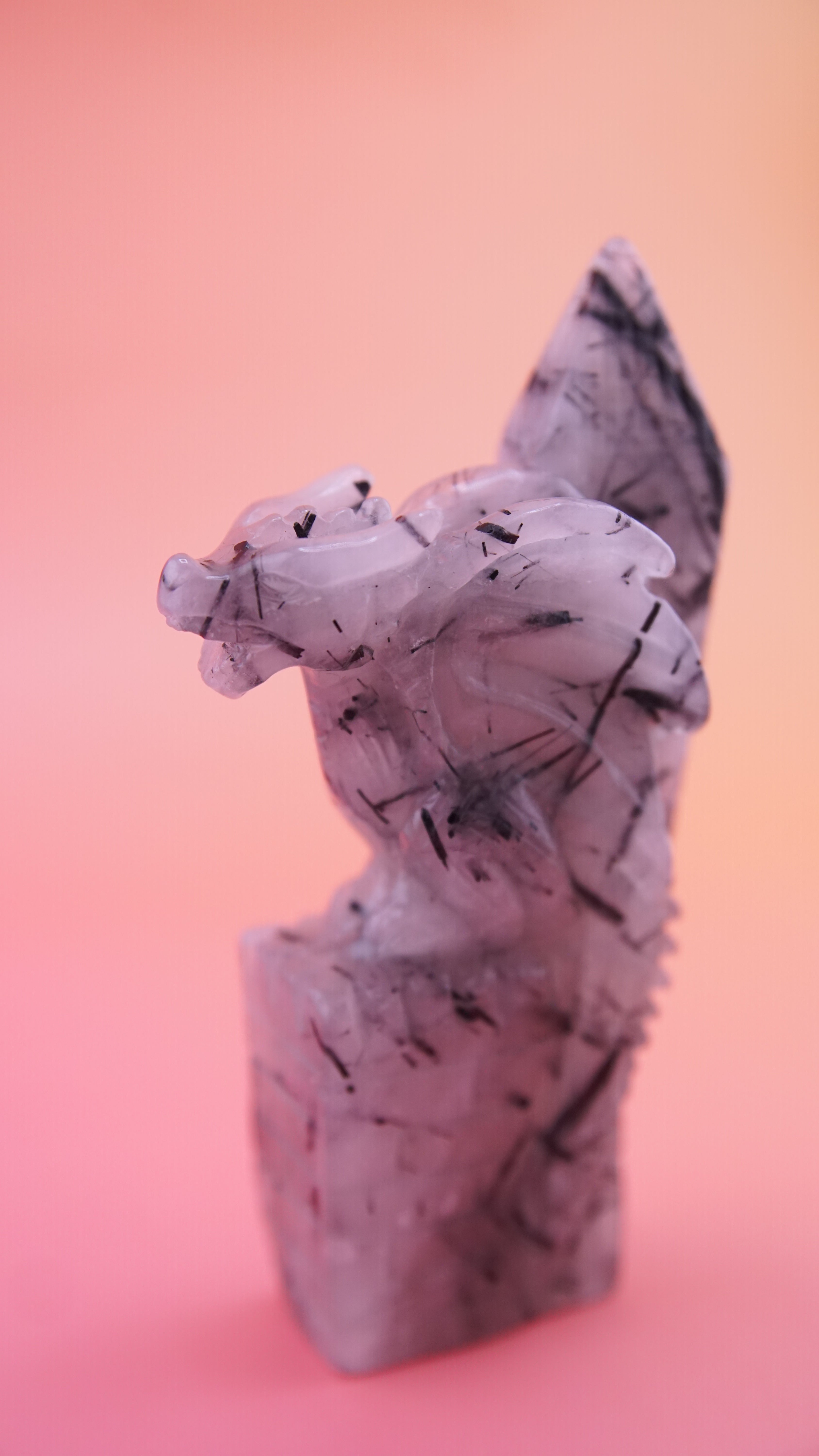 Gorgeous Black Tourmaline In Quartz Dragon With Castle