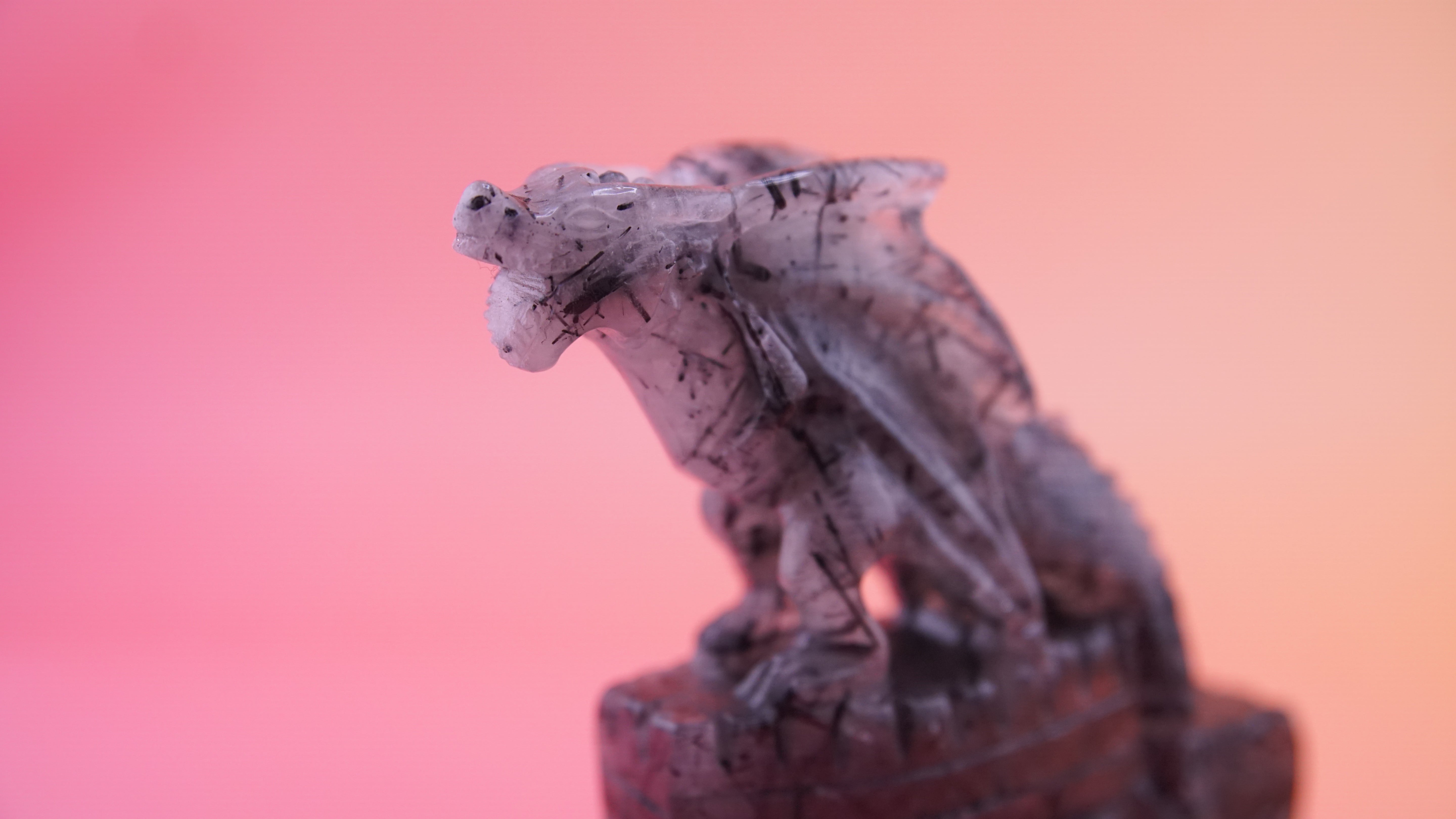 Gorgeous Black Tourmaline In Quartz Dragon With Castle