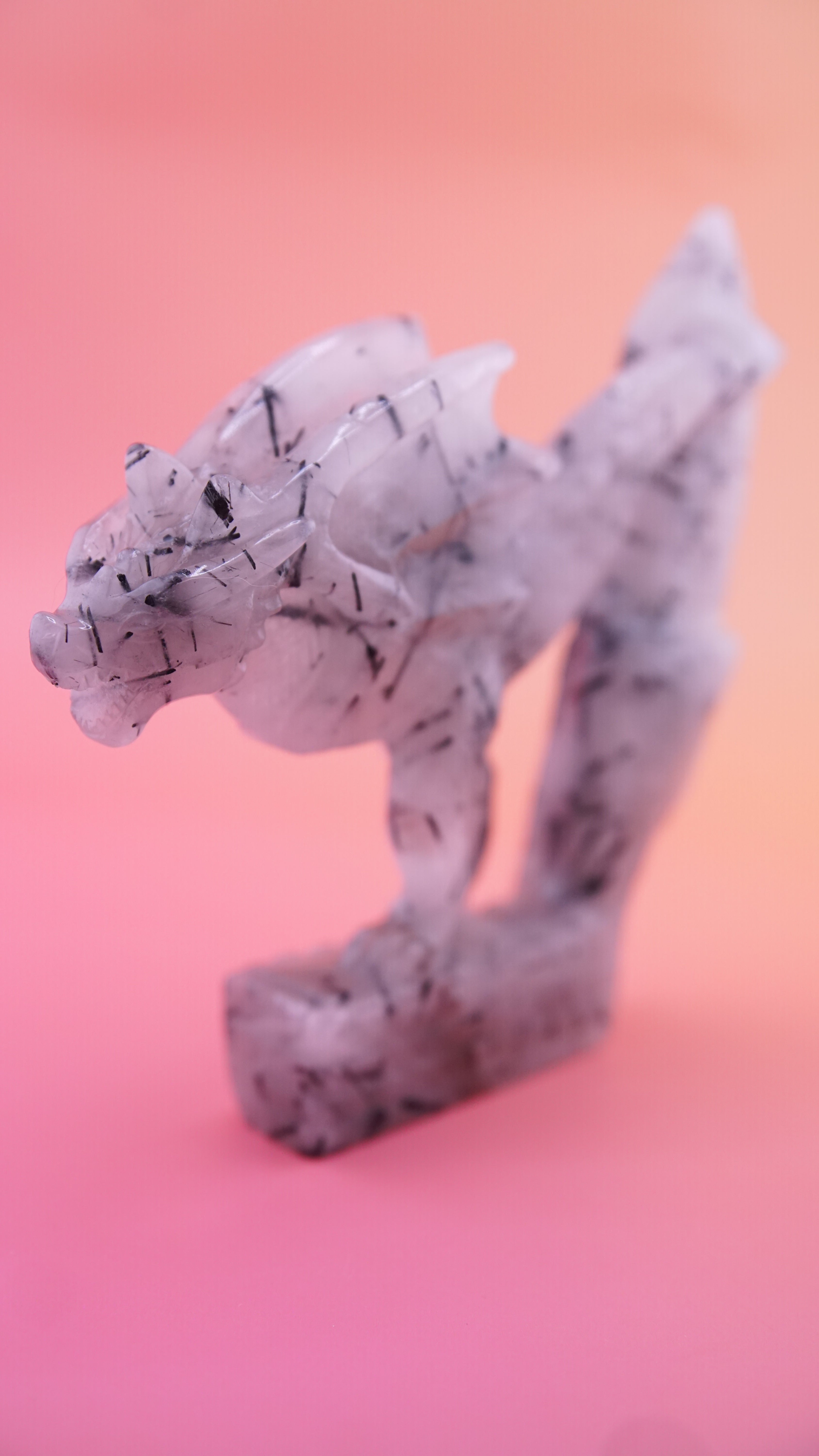 Gorgeous Black Tourmaline In Quartz Dragon With Castle