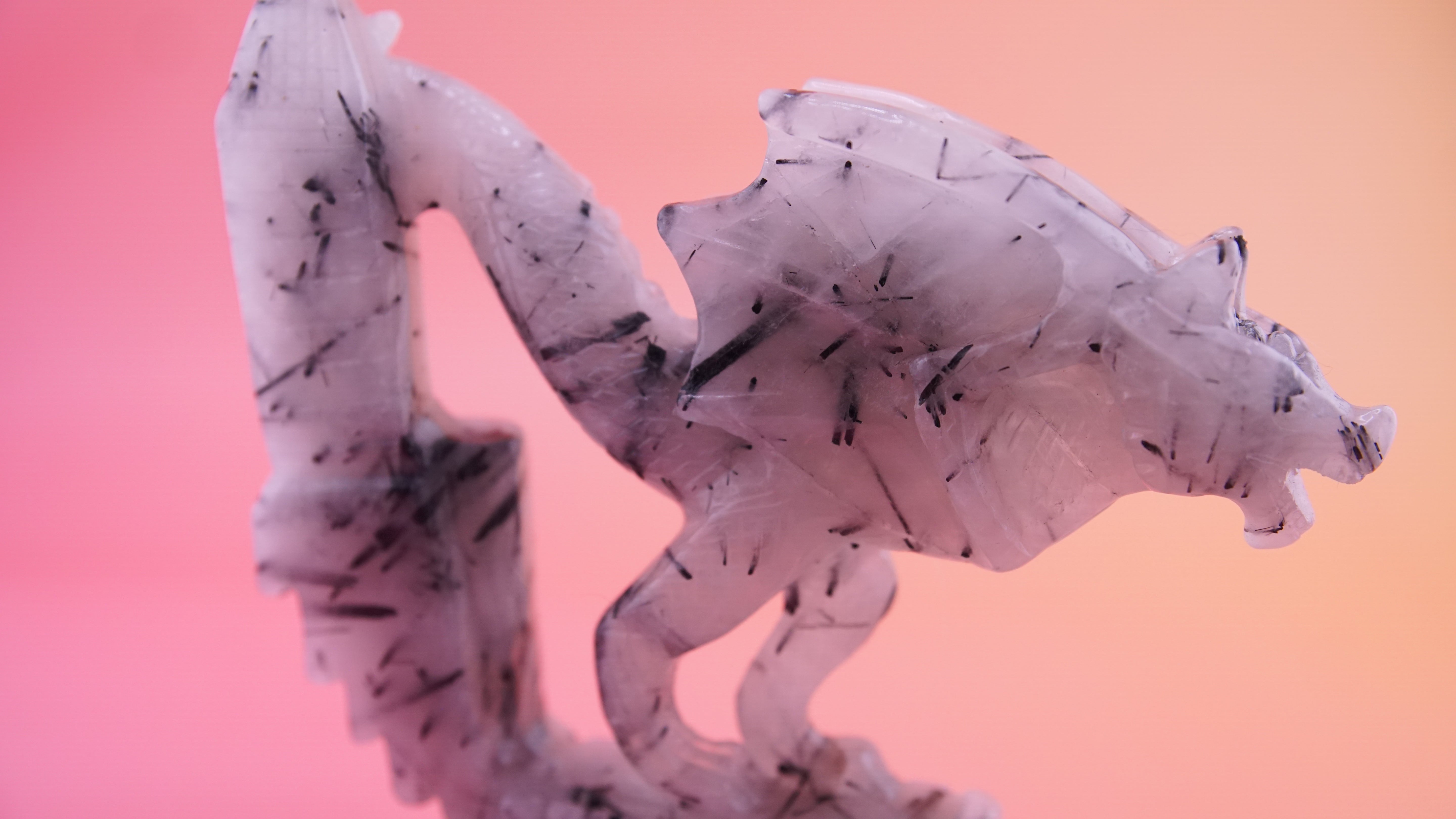 Gorgeous Black Tourmaline In Quartz Dragon With Castle