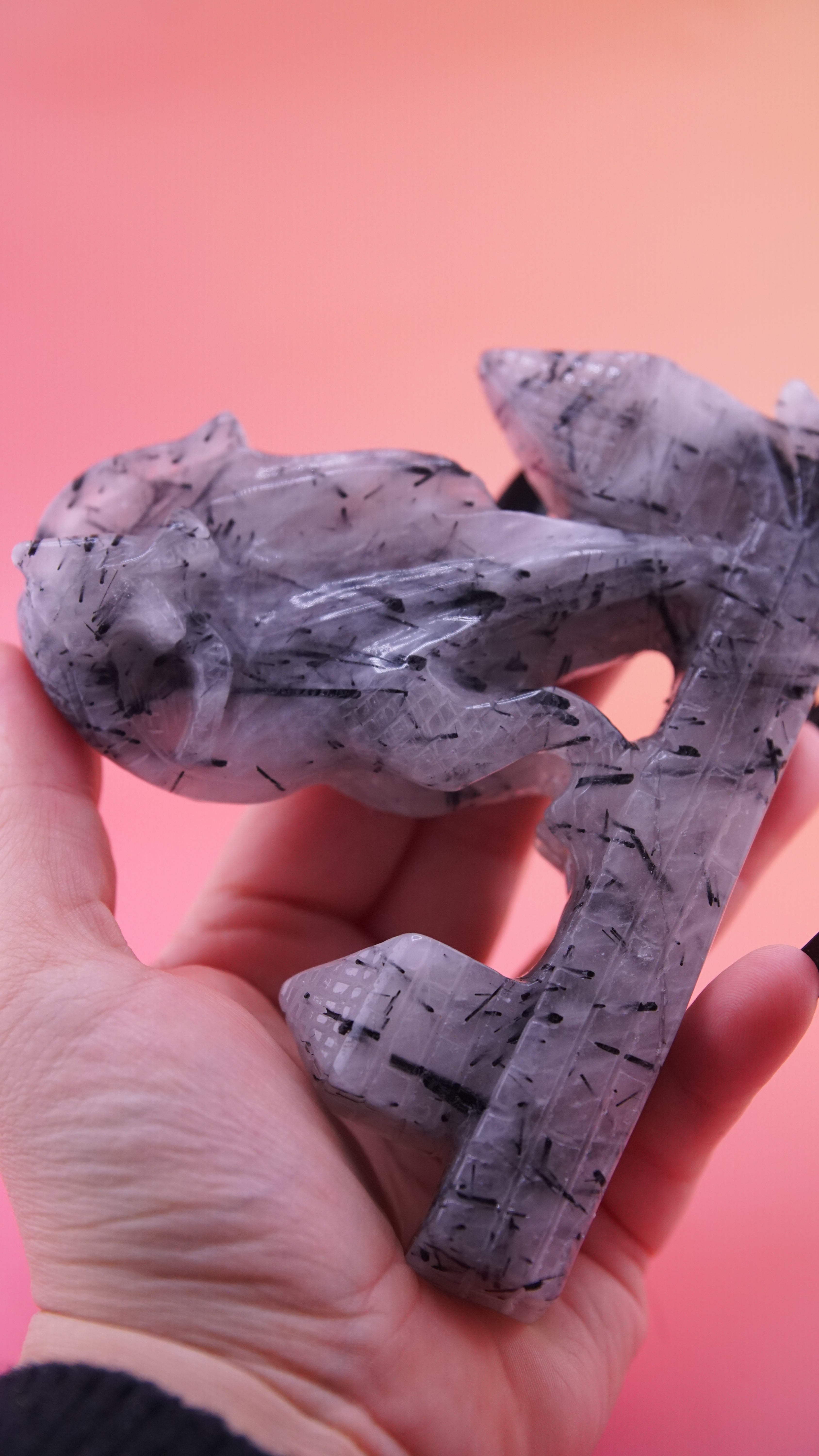 Gorgeous Black Tourmaline In Quartz Dragon With Castle