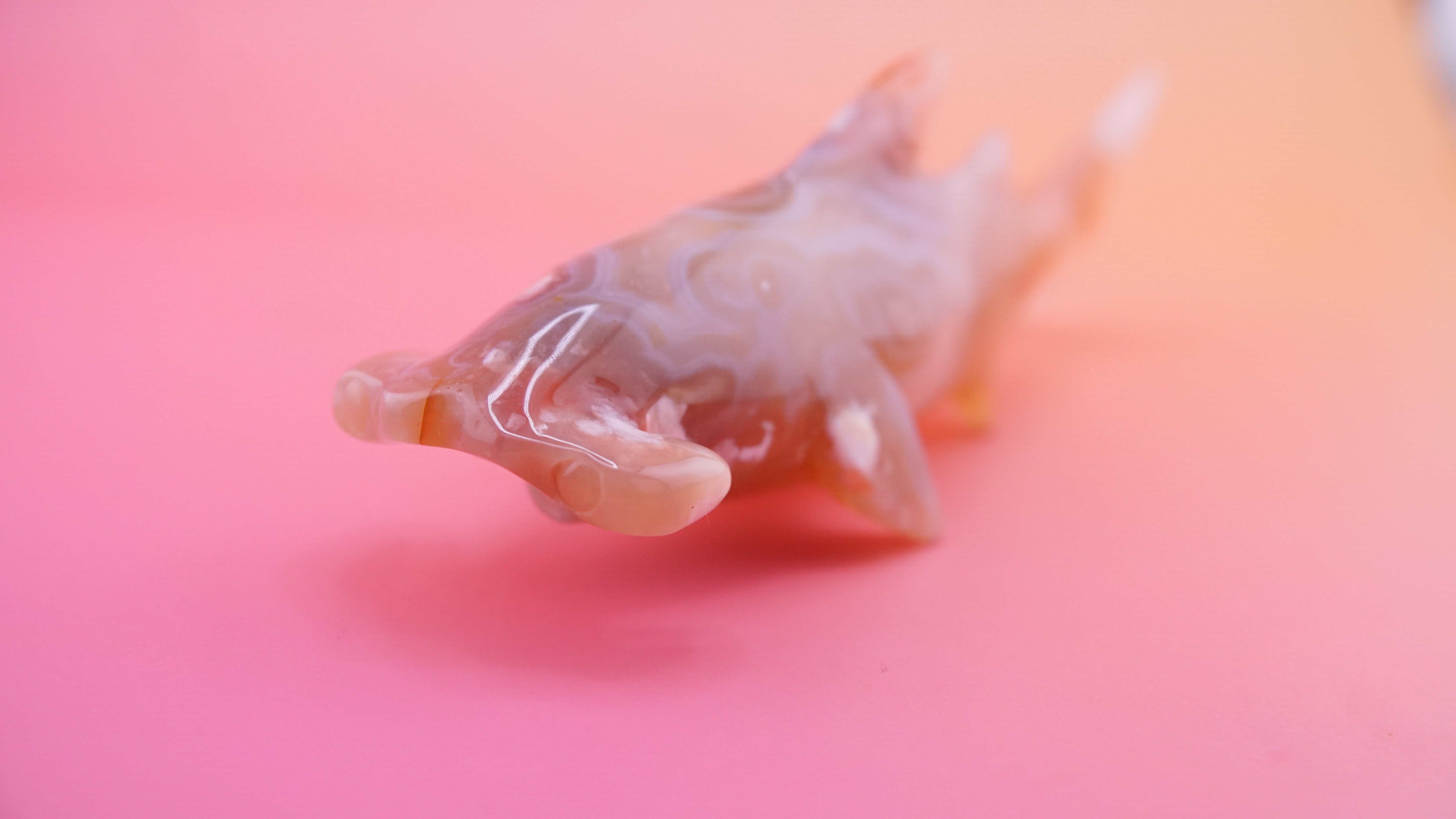 Flower Agate Hammerhead Shark Boutique Carving