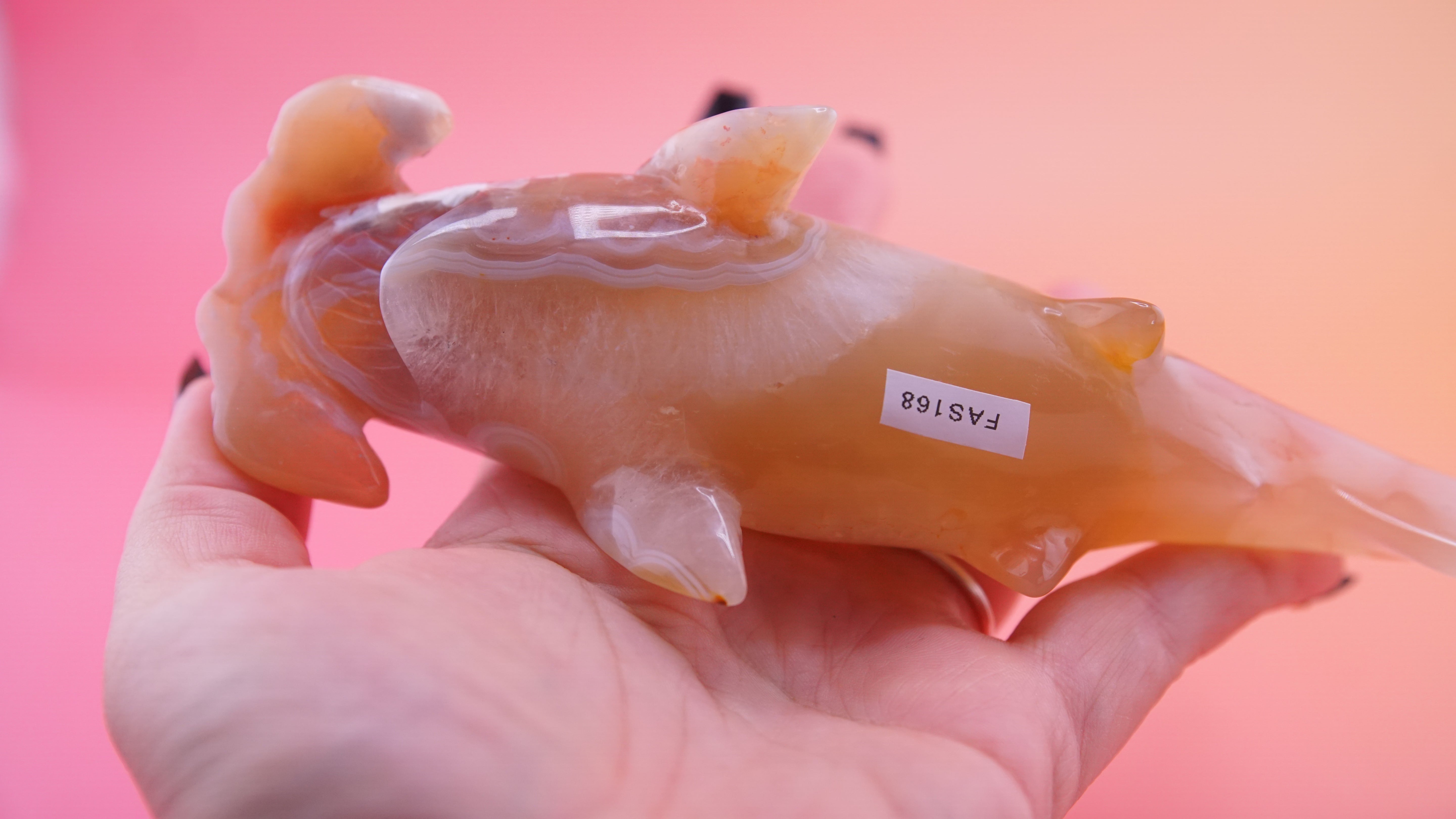 Flower Agate Hammerhead Shark Boutique Carving