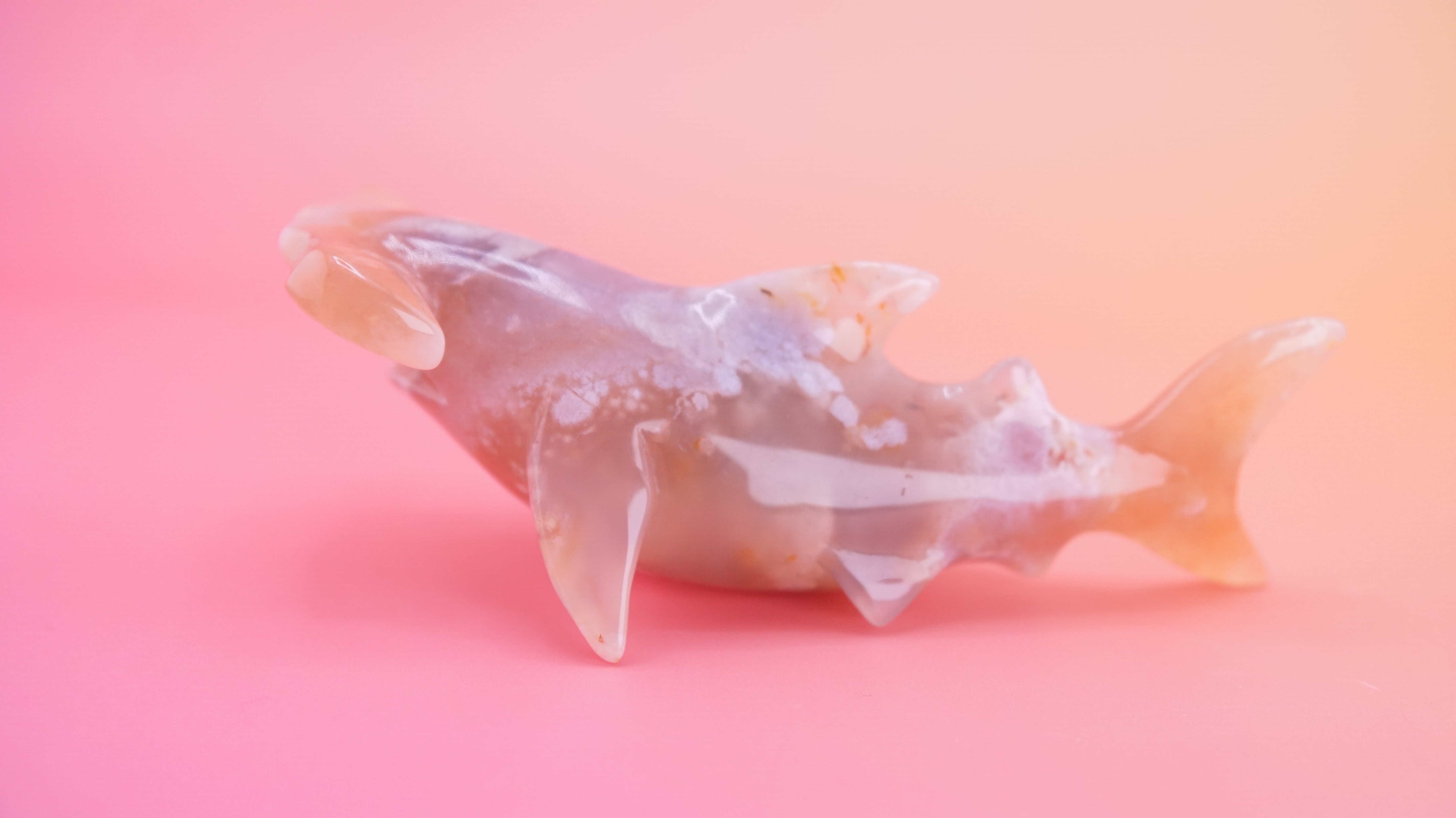 Flower Agate Hammerhead Shark Boutique Carving