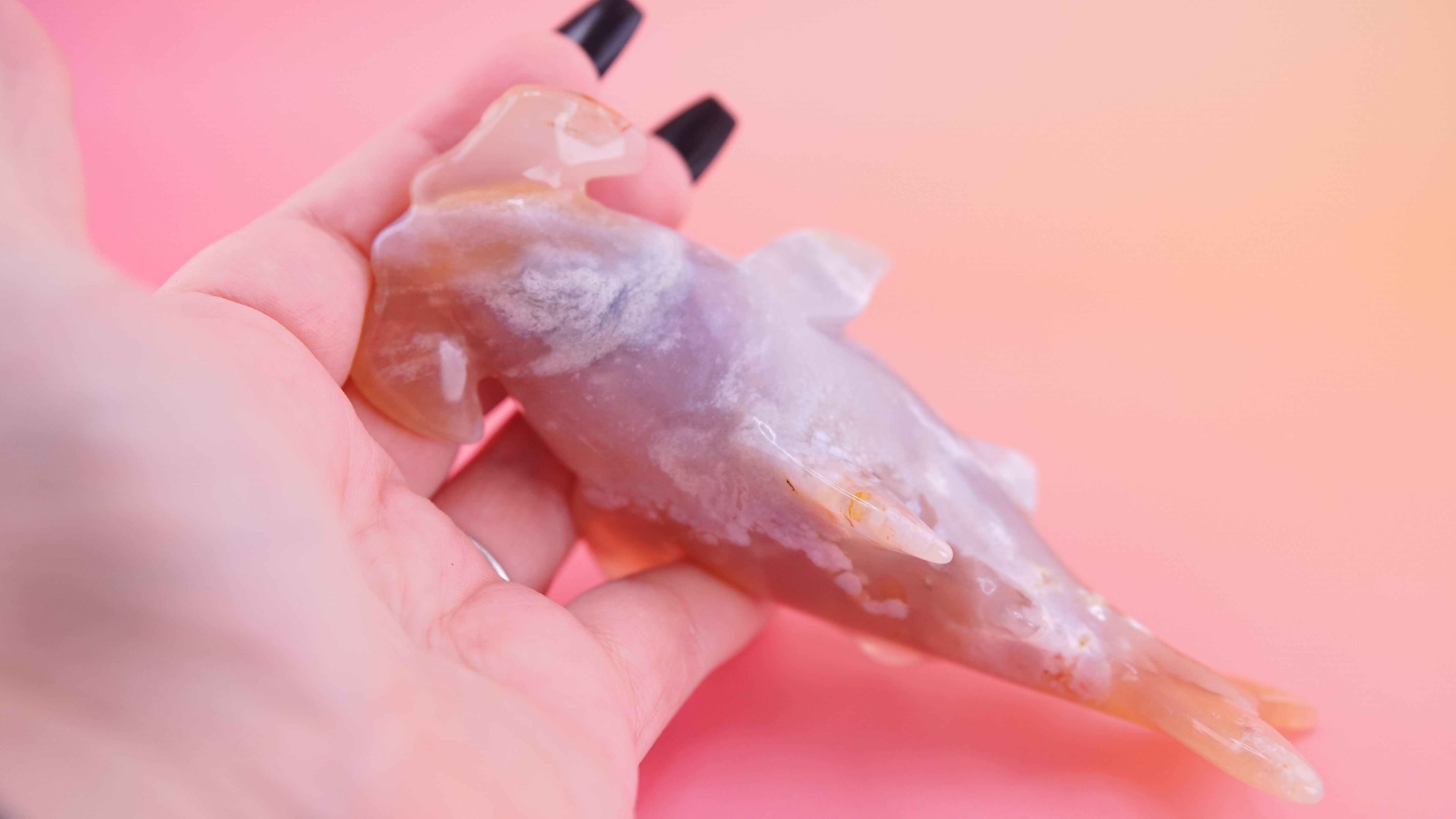 Flower Agate Hammerhead Shark Boutique Carving