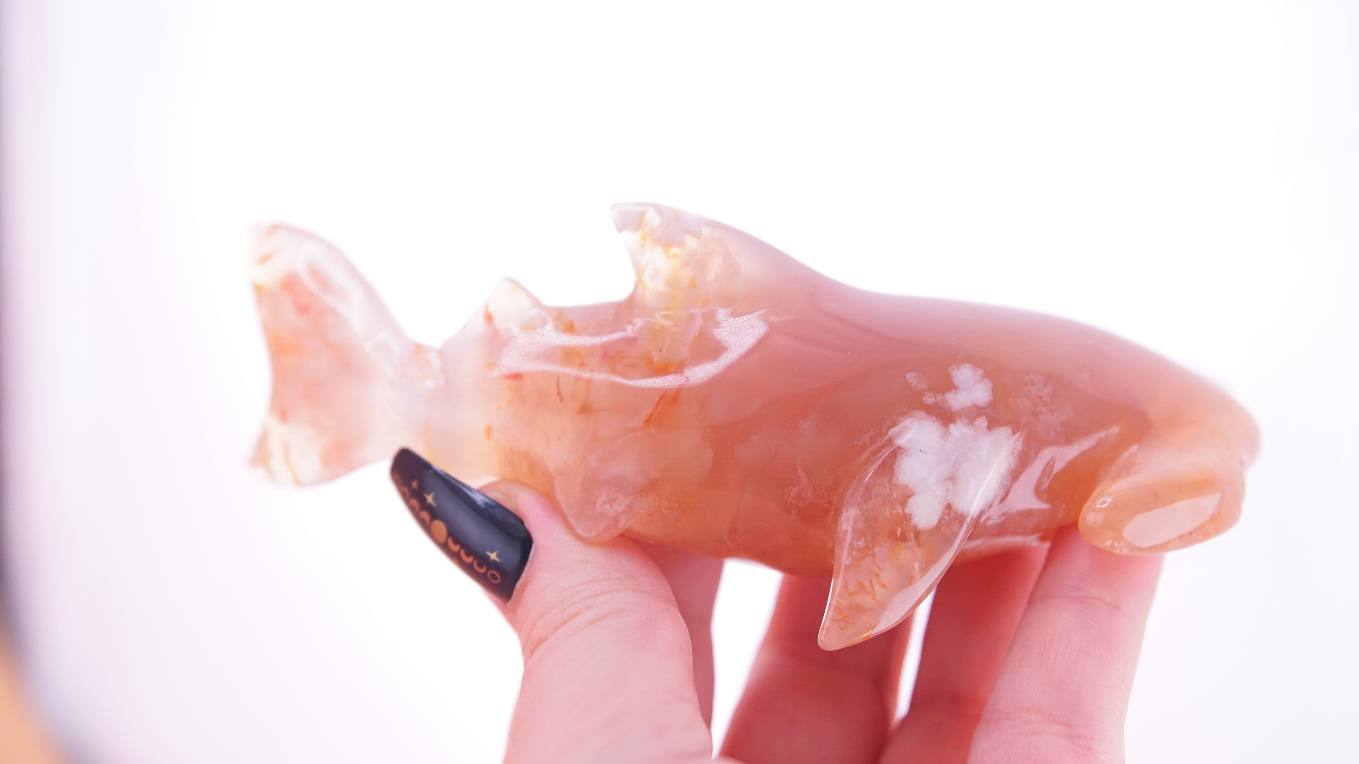 Flower Agate Hammerhead Shark Boutique Carving