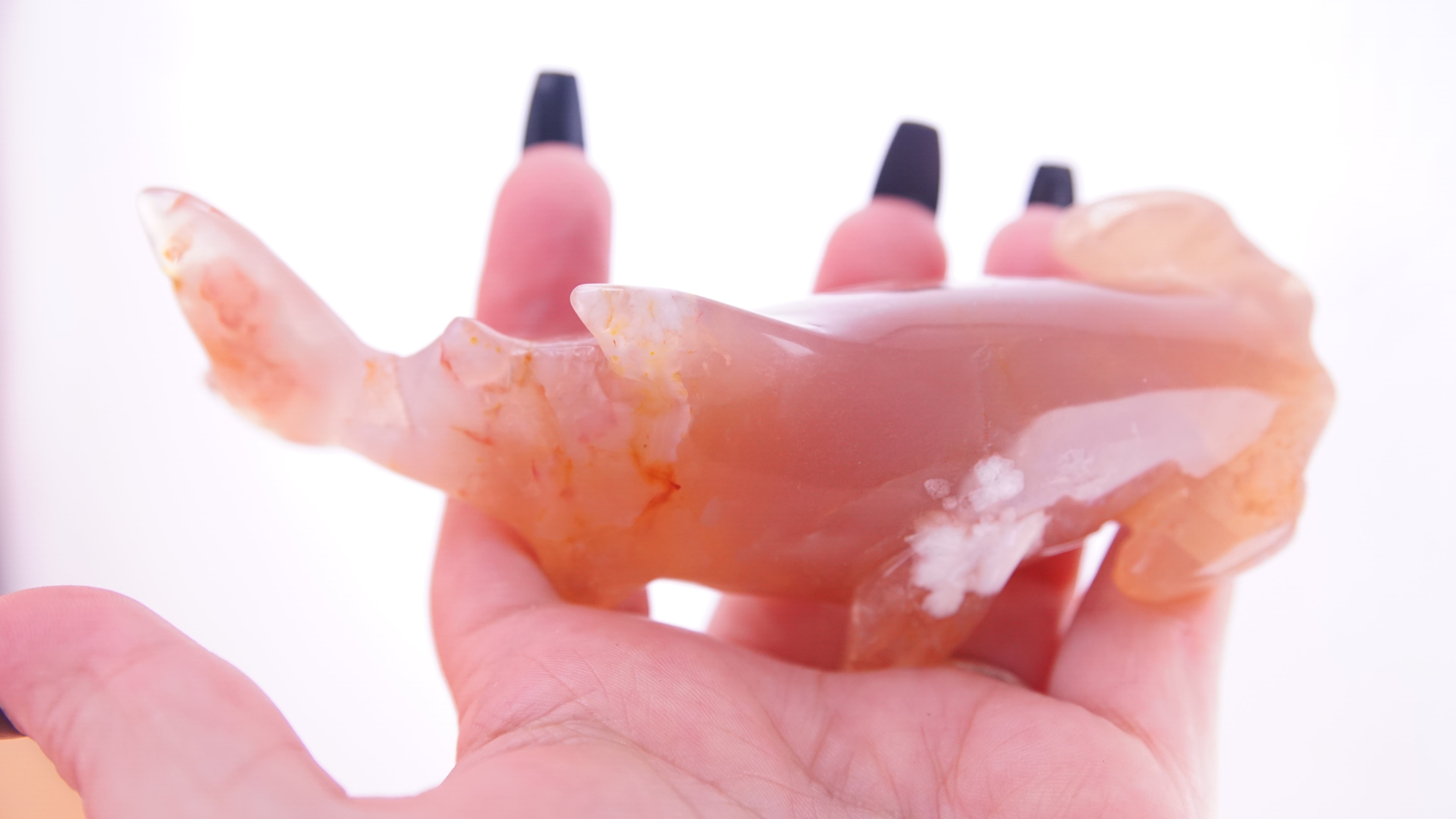 Flower Agate Hammerhead Shark Boutique Carving