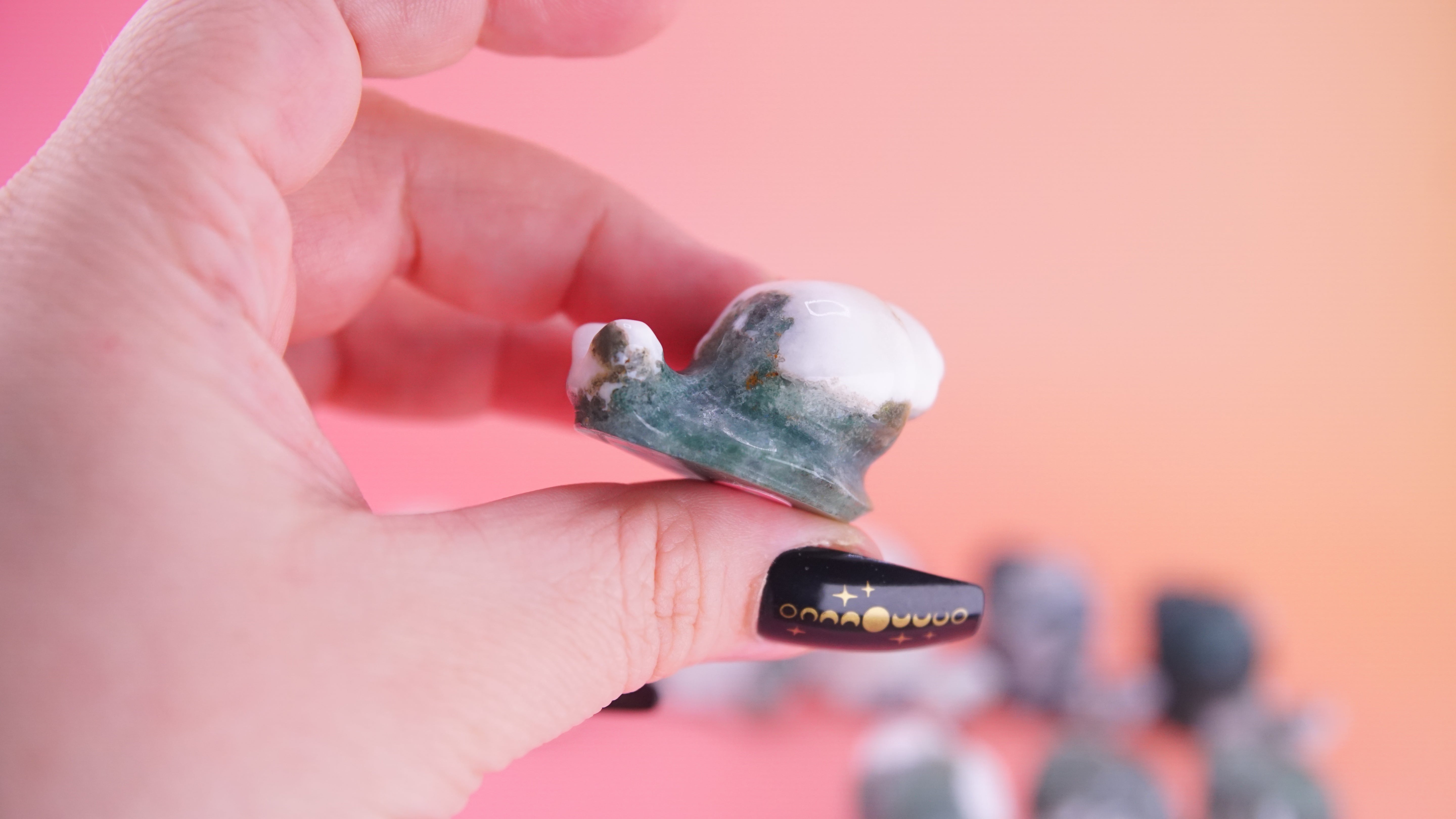 Moss Agate Mini Snail Carving | Pick Your Favorite