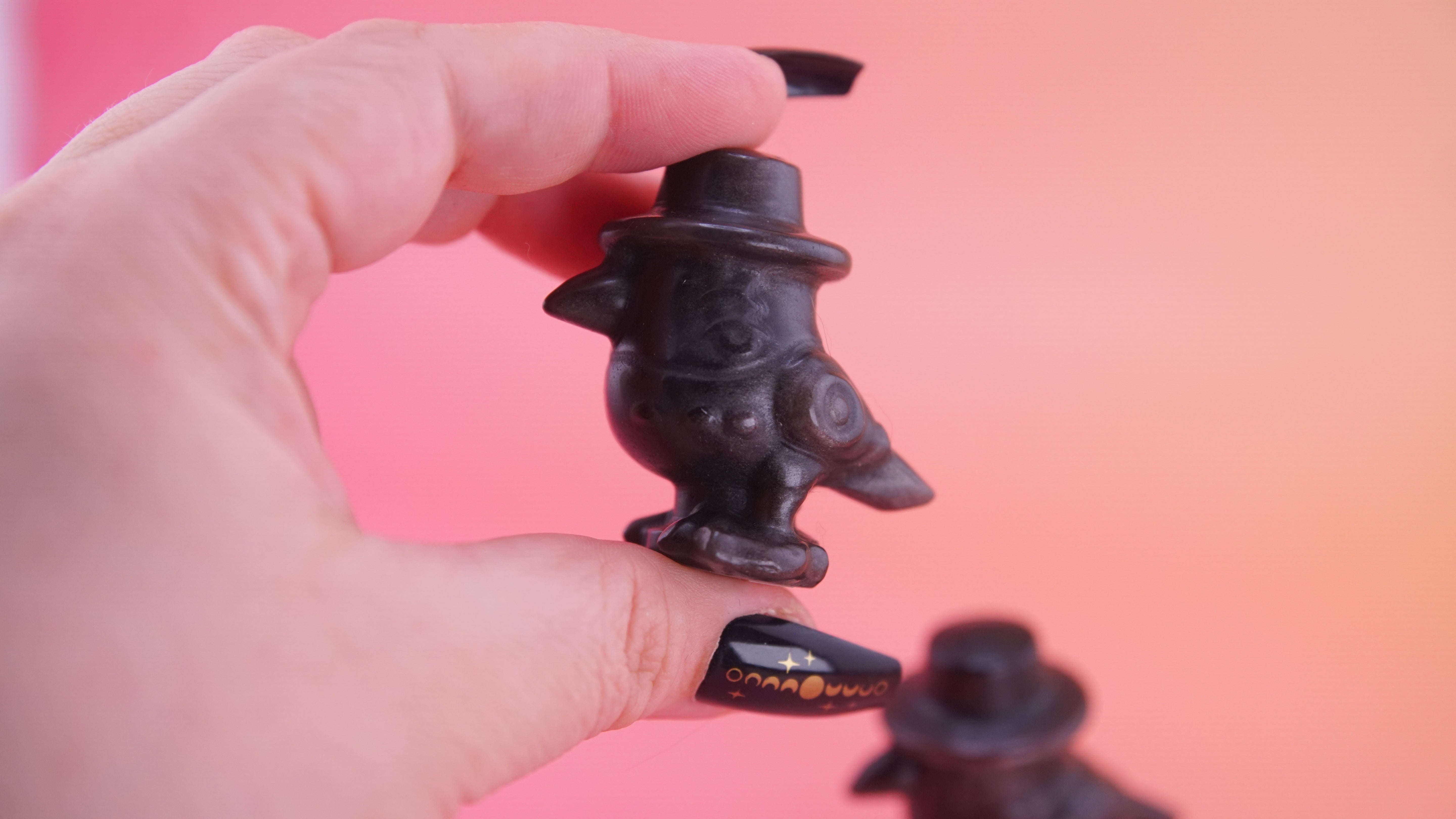 Demon Hunter Fandom Carving | Bird Carving | Silver Sheen Obsidian