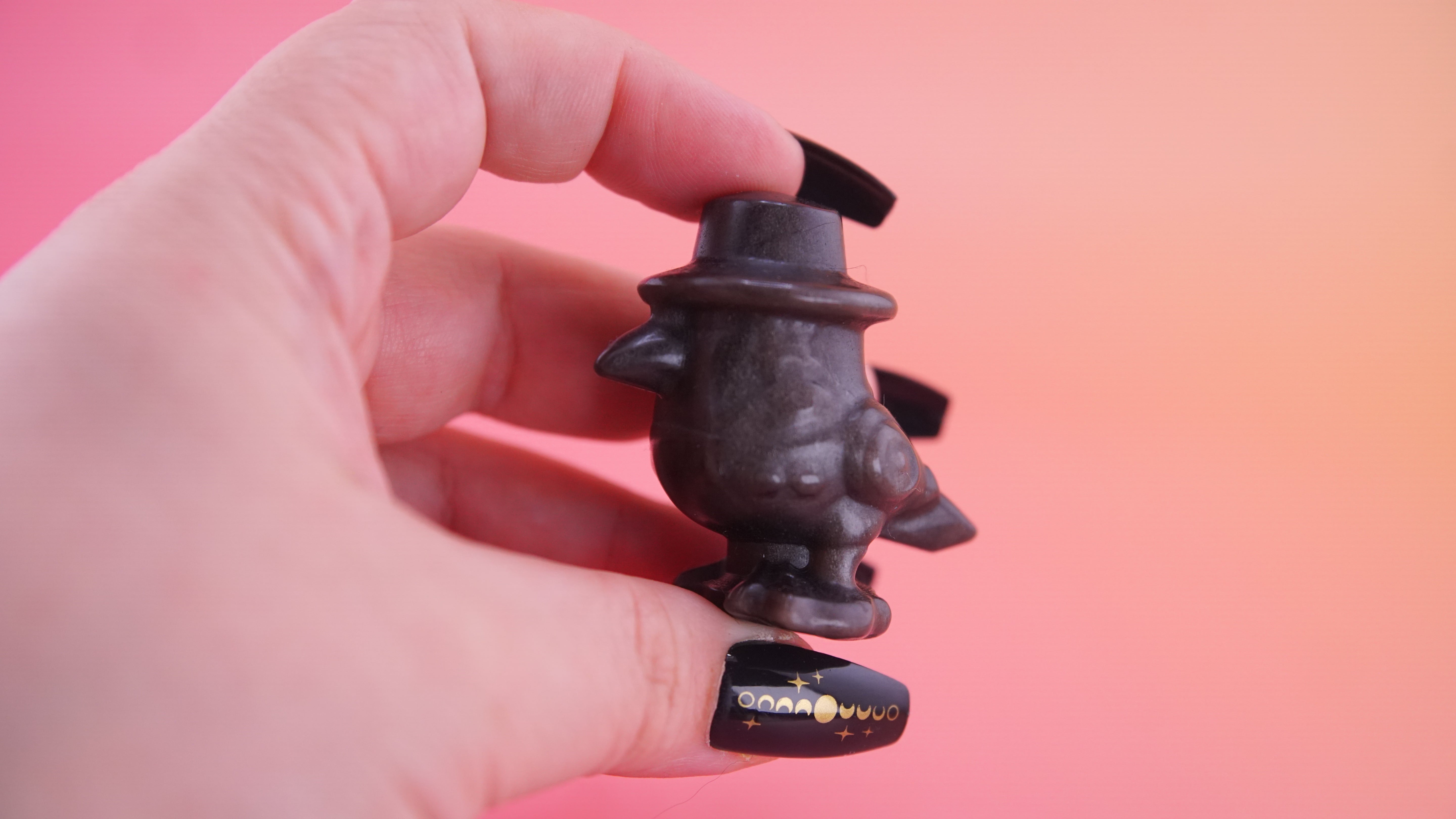 Demon Hunter Fandom Carving | Bird Carving | Silver Sheen Obsidian