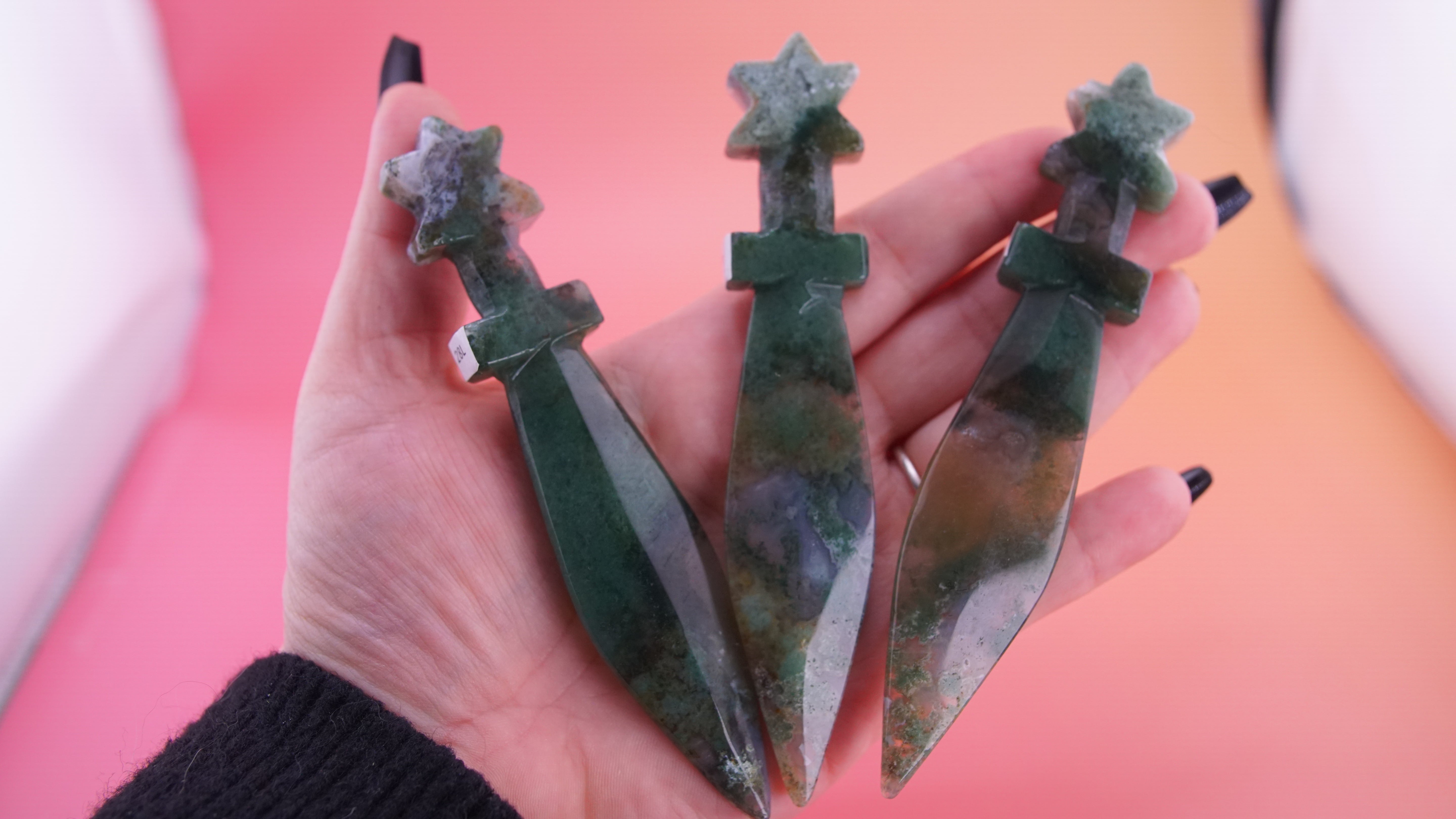 Moss Agate Dagger Fandom Carving | Intuitively Selected