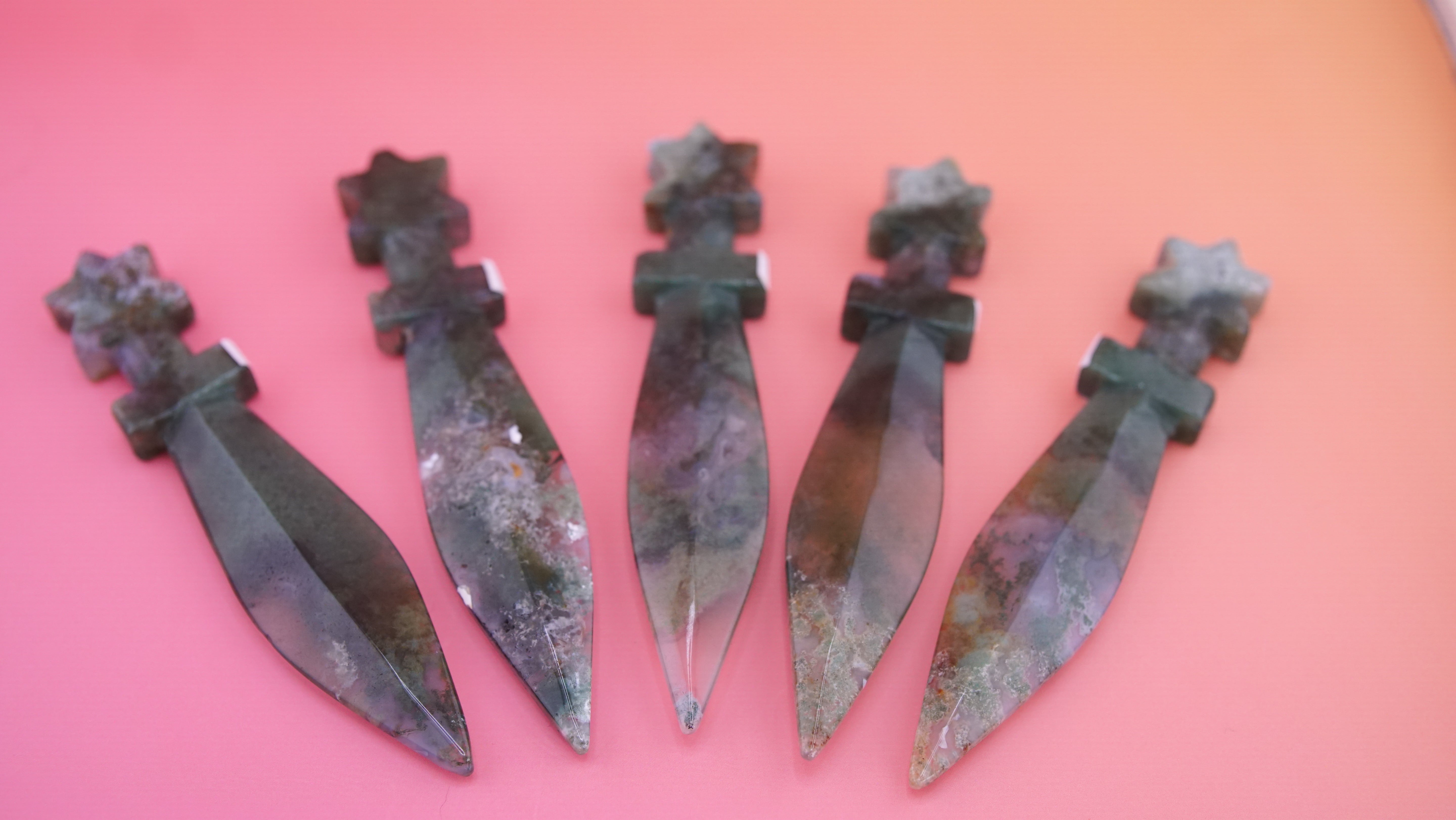 Moss Agate Dagger Fandom Carving | Intuitively Selected