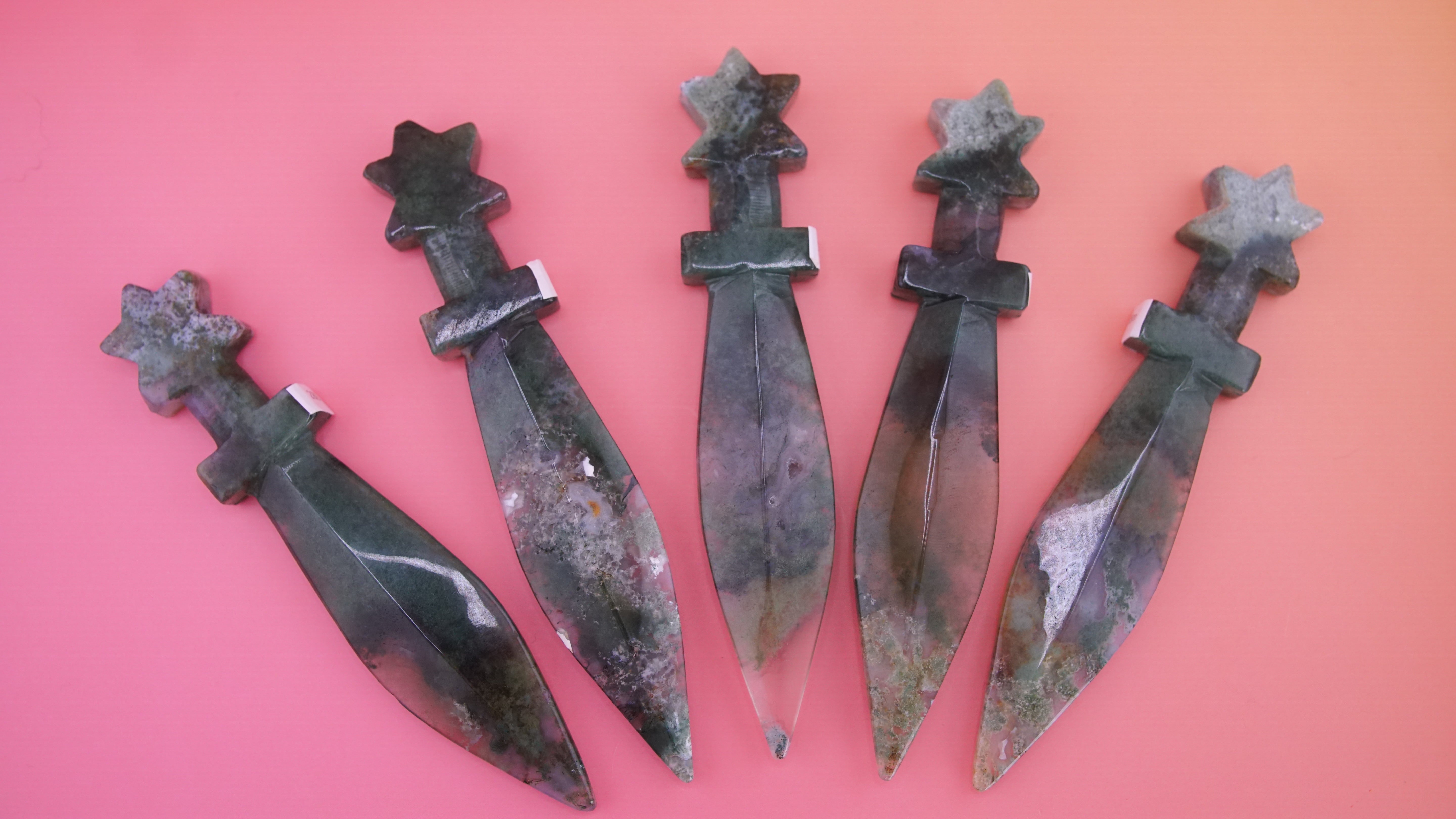 Moss Agate Dagger Fandom Carving | Intuitively Selected