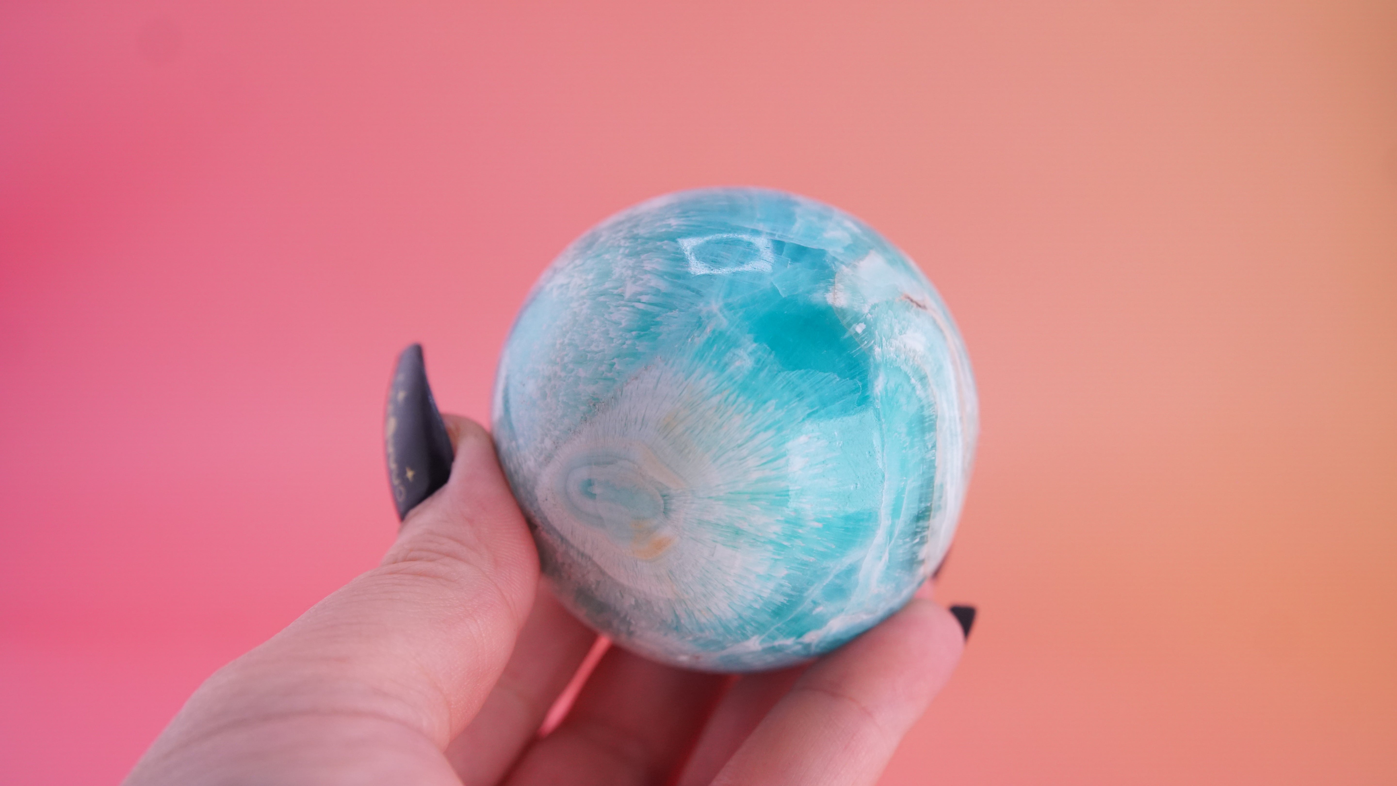 Blue Aragonite Calcite Sphere From Pakistan