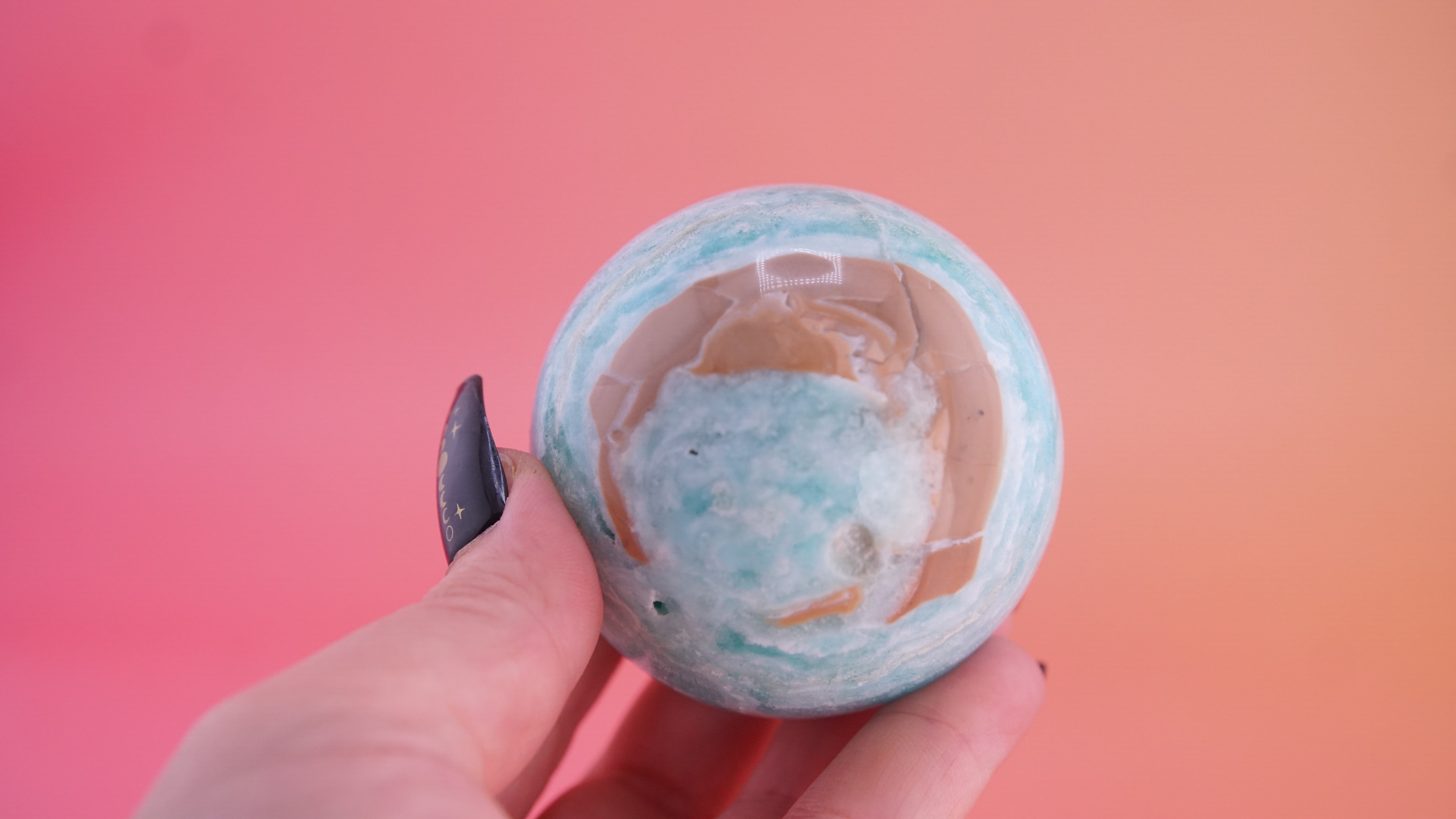 Blue Aragonite Calcite Sphere From Pakistan