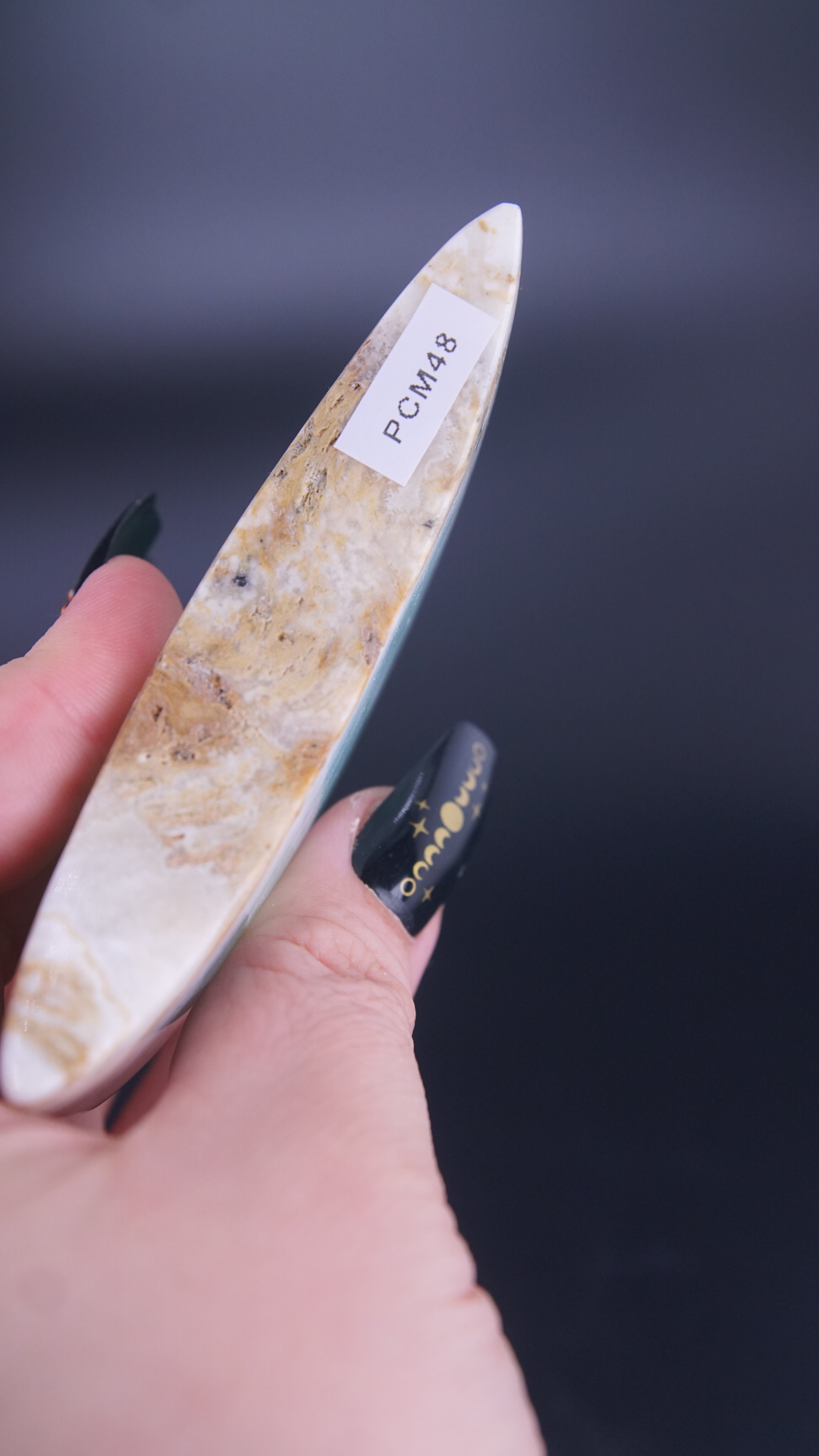 Pistachio Calcite Moon From Pakistan