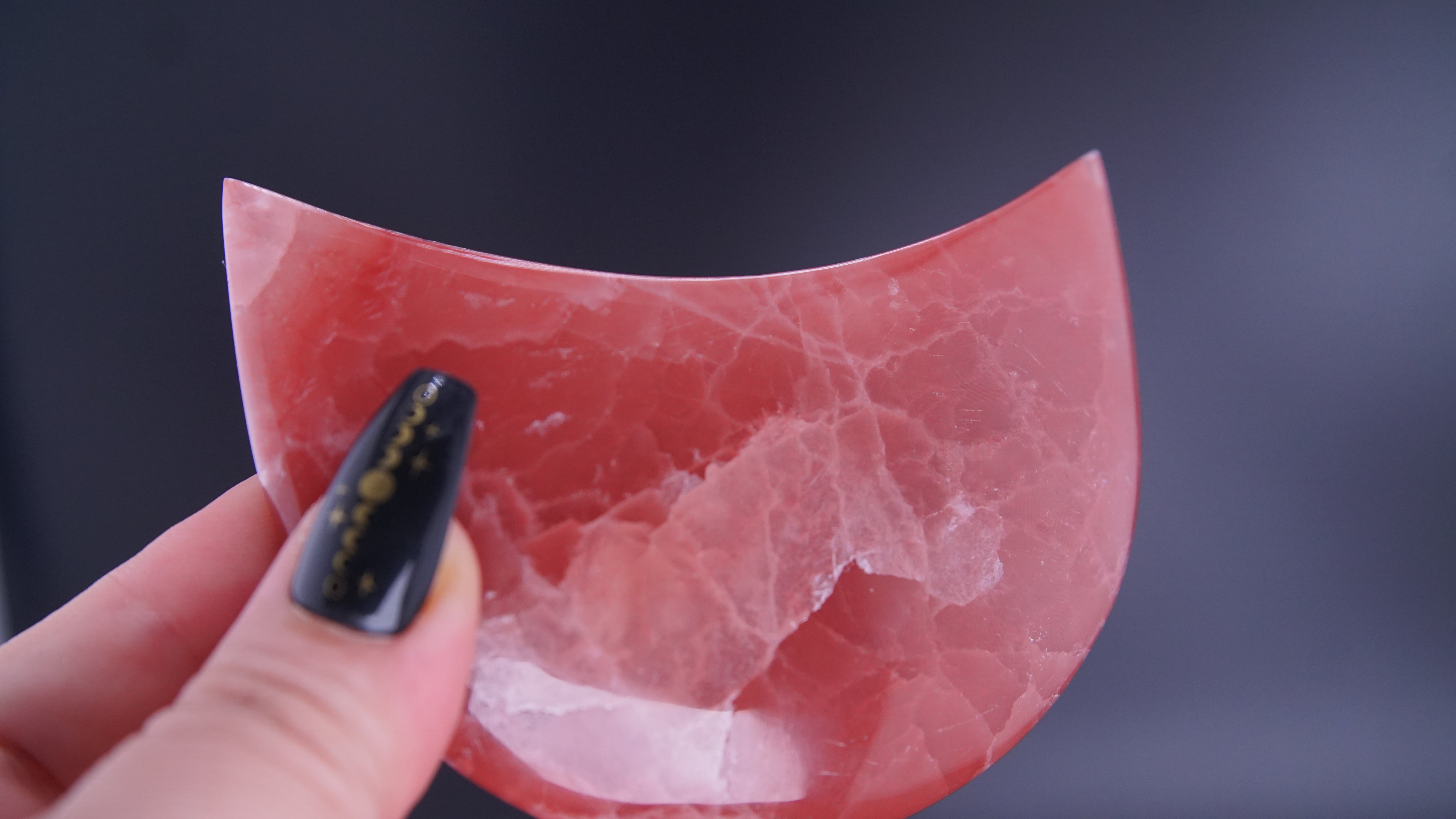 Rose Calcite Moon From Pakistan