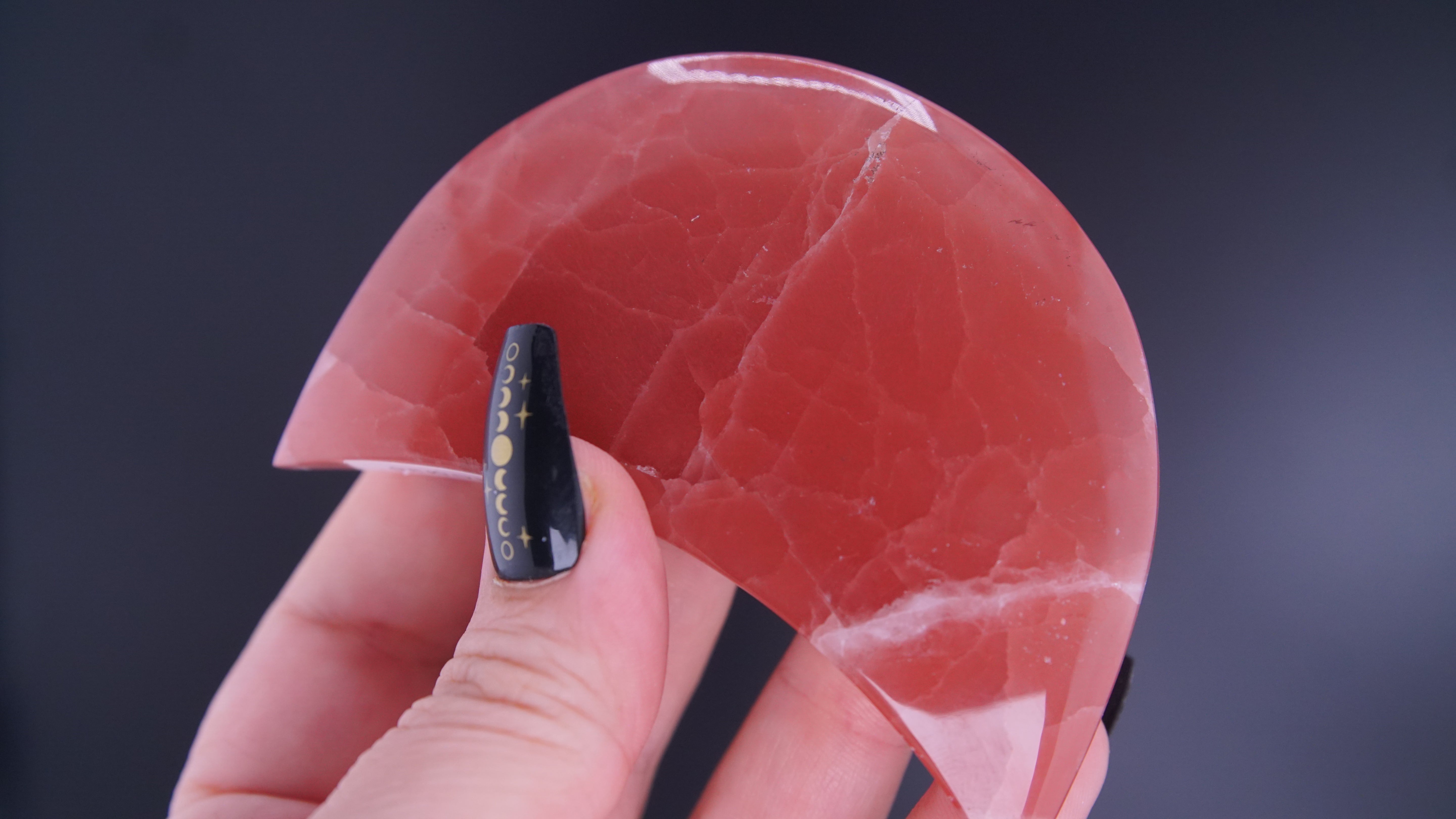 Rose Calcite Moon From Pakistan