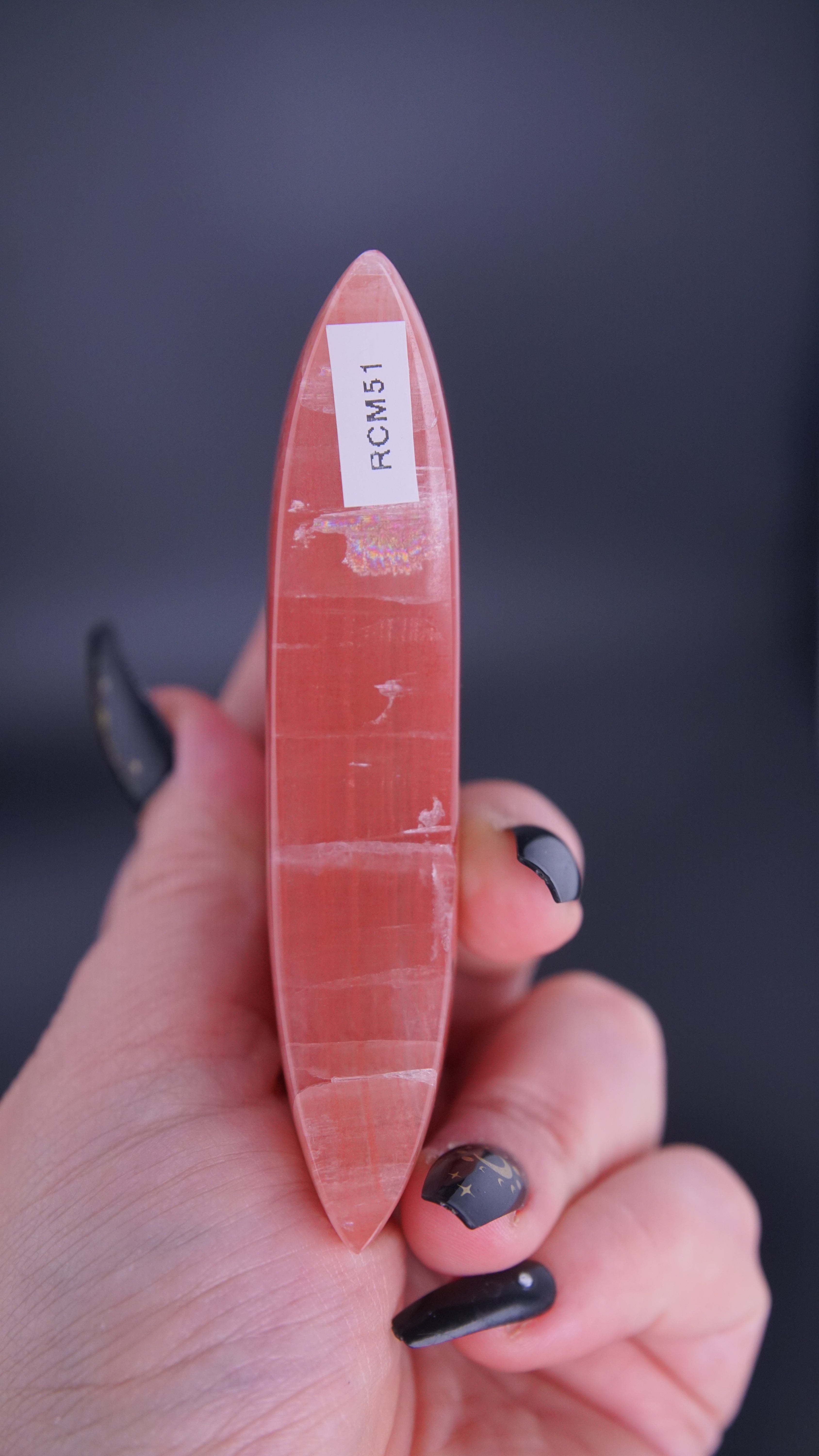 Rose Calcite Moon From Pakistan