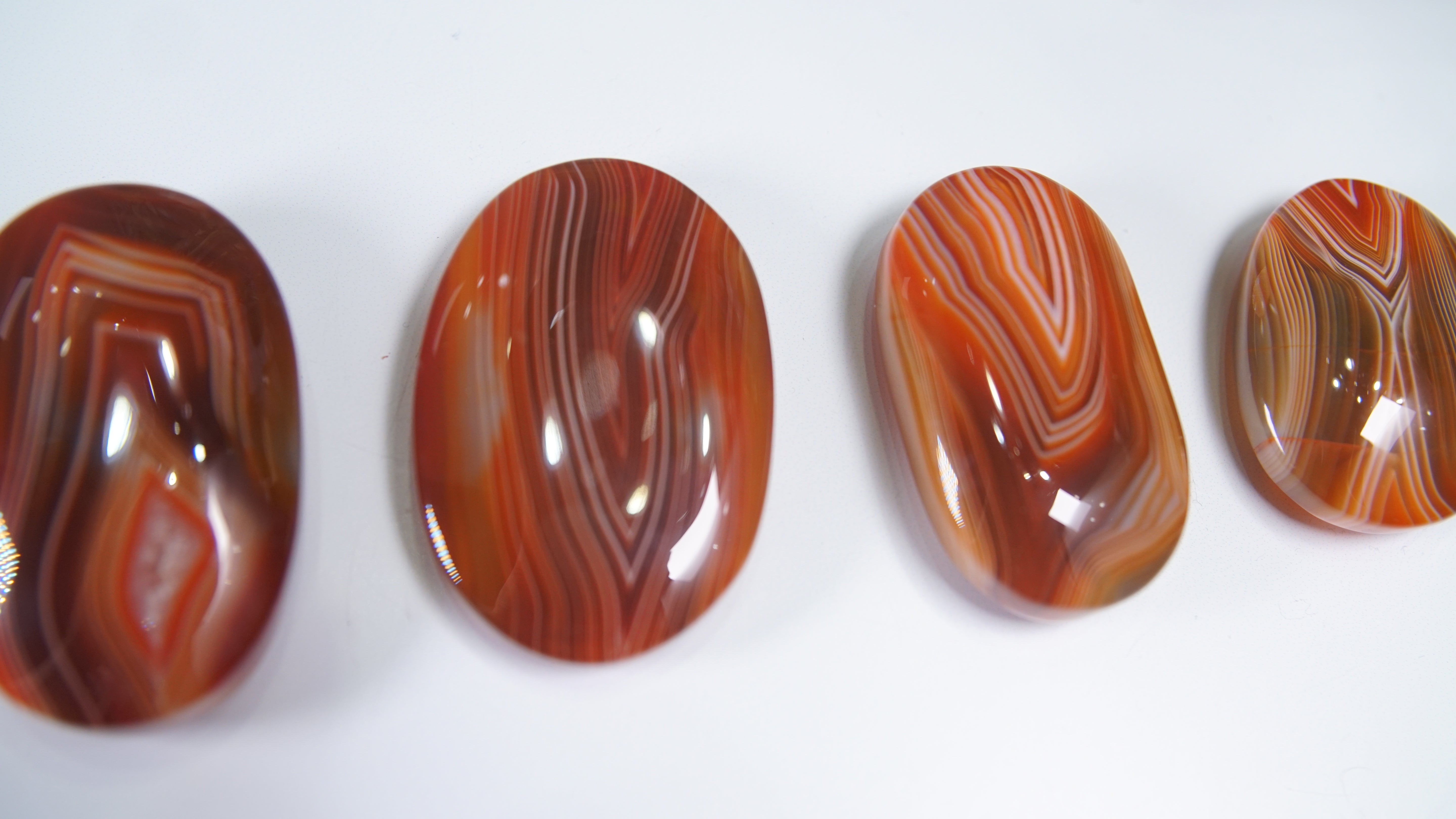Red Banded Carnelian Agate Palm Stones - Intuitively Selected