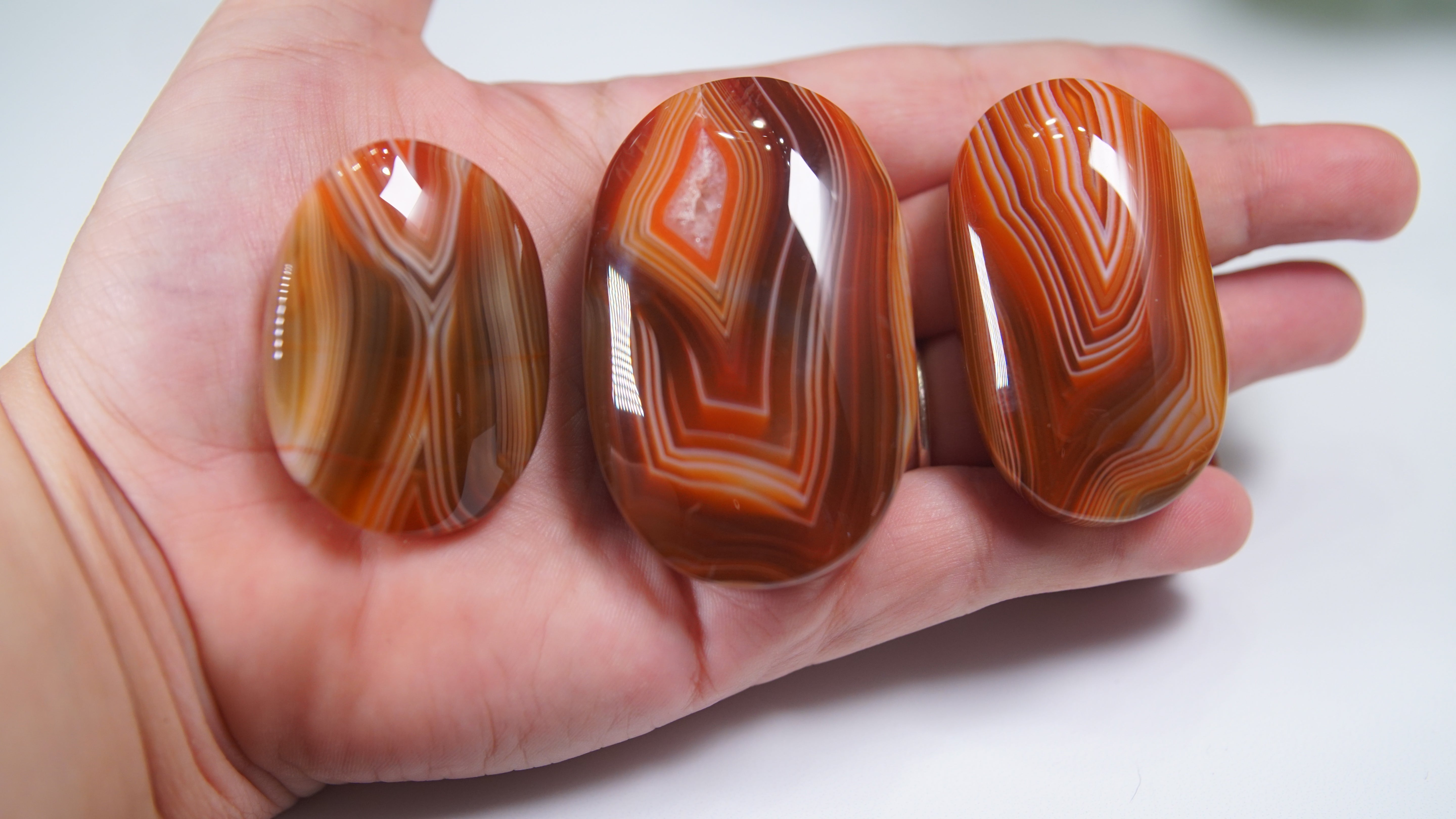 Red Banded Carnelian Agate Palm Stones - Intuitively Selected