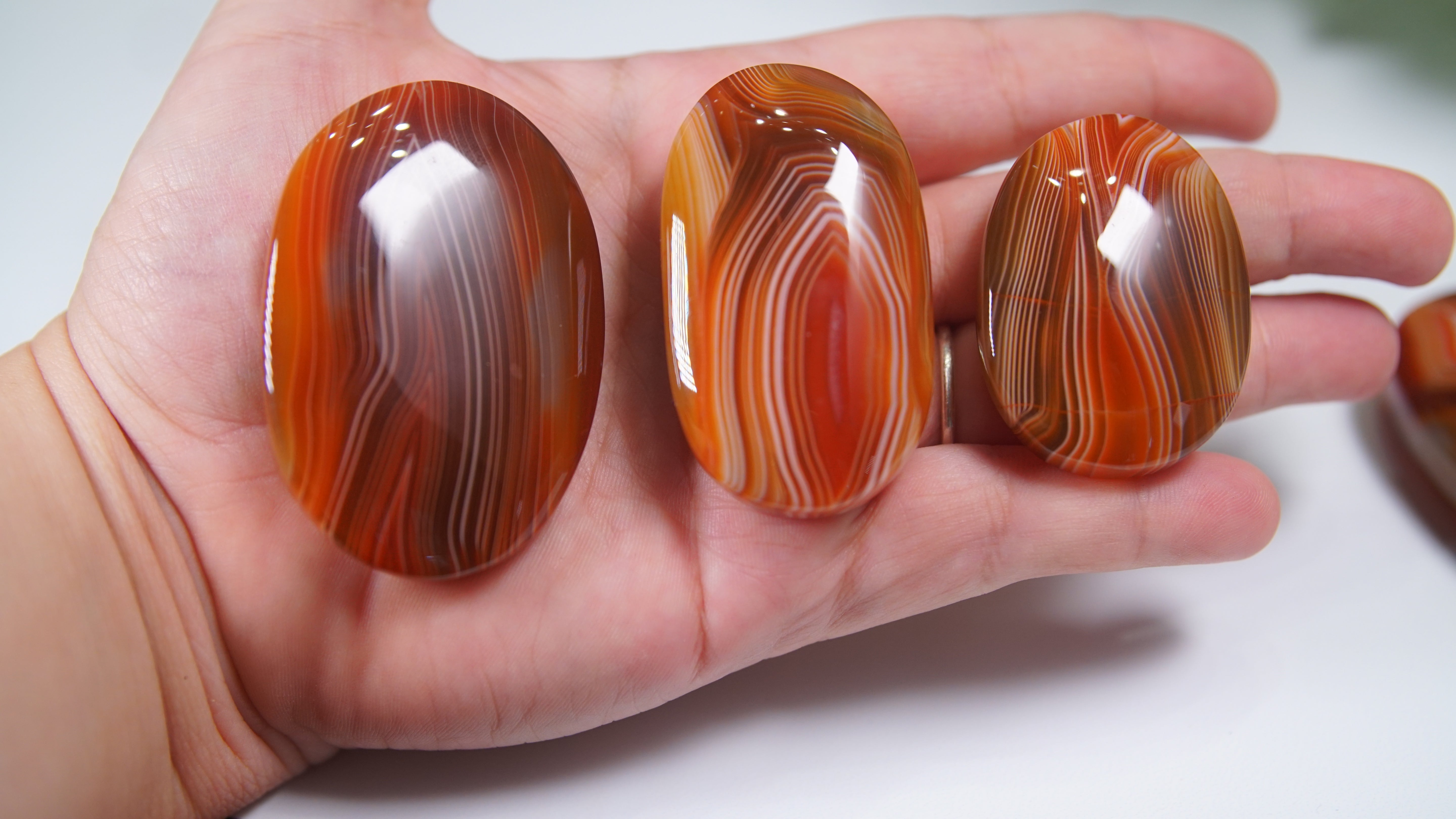 Red Banded Carnelian Agate Palm Stones - Intuitively Selected