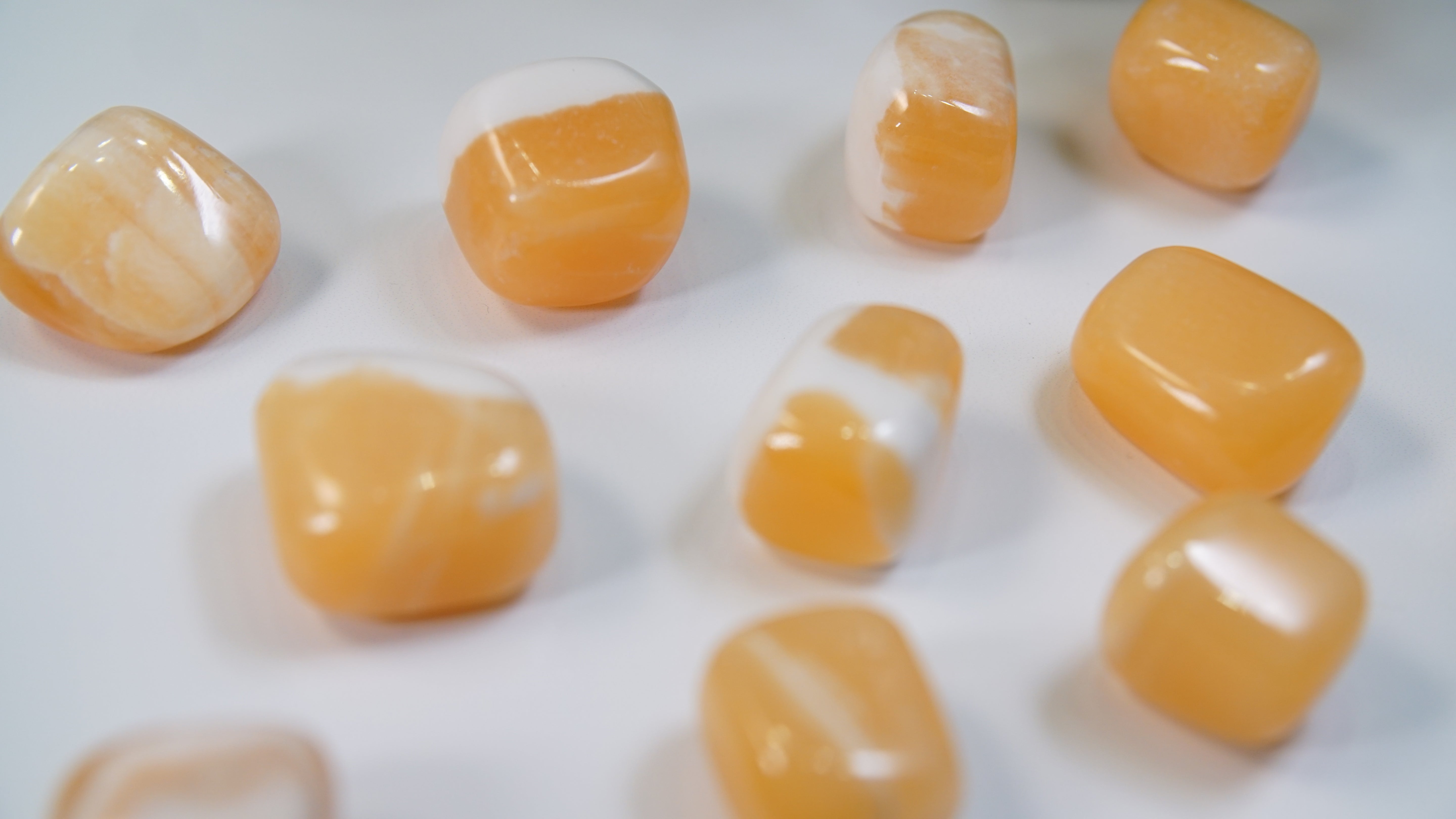 Orange Calcite Tumbles From Pakistan - Intuitively Selected