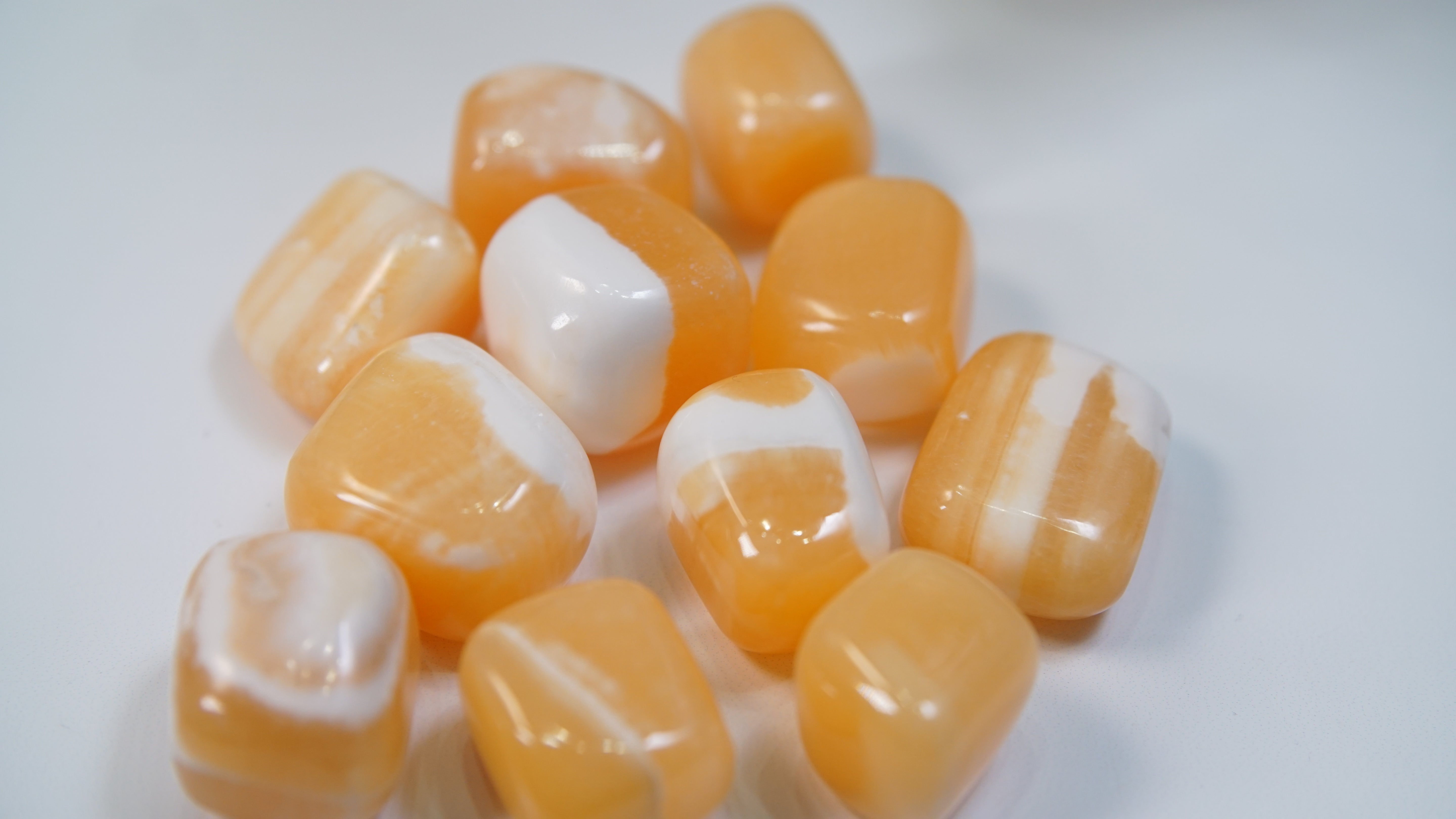 Orange Calcite Tumbles From Pakistan - Intuitively Selected
