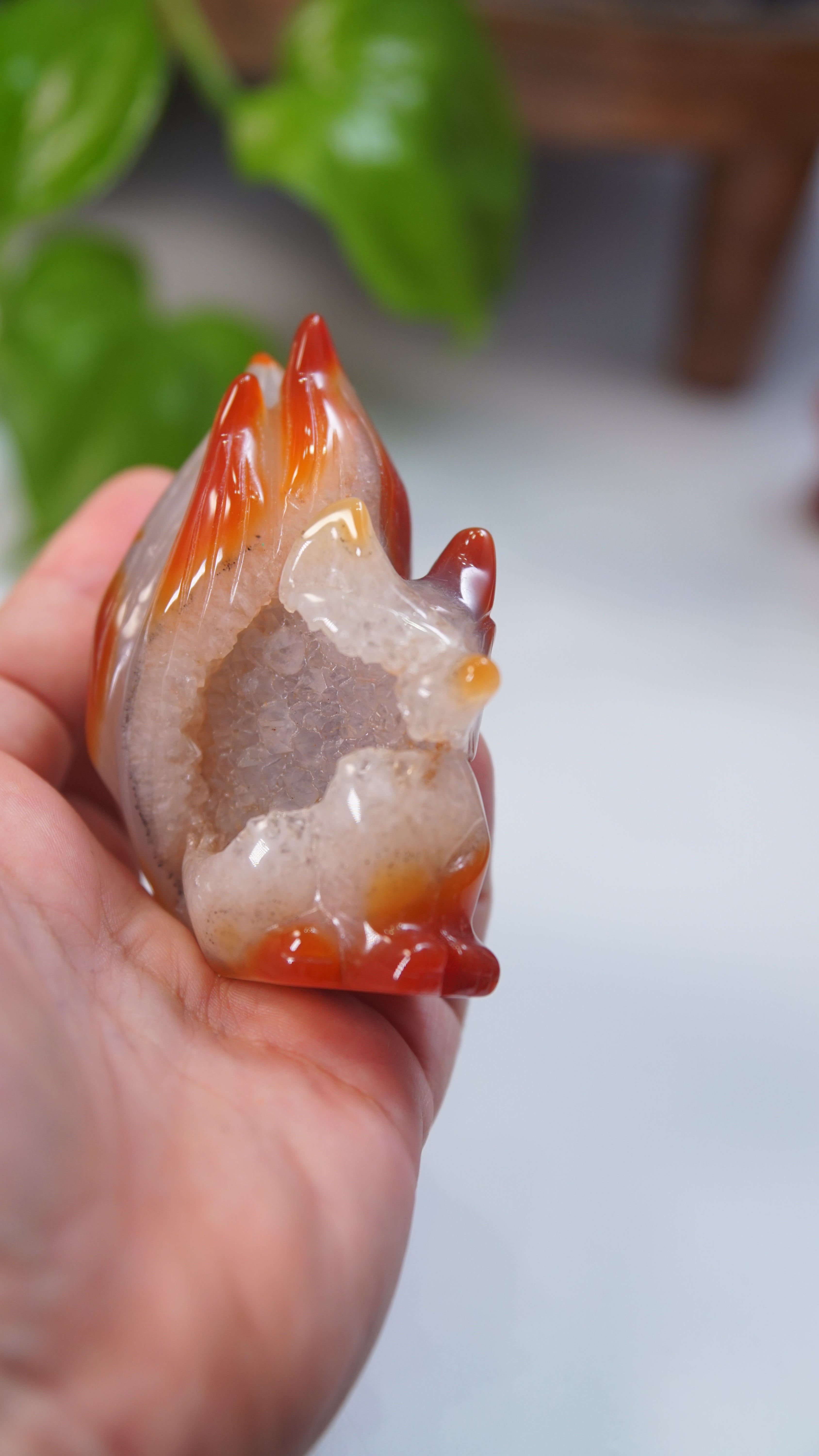 Druzy Carnelian Fox Boutique Carvings