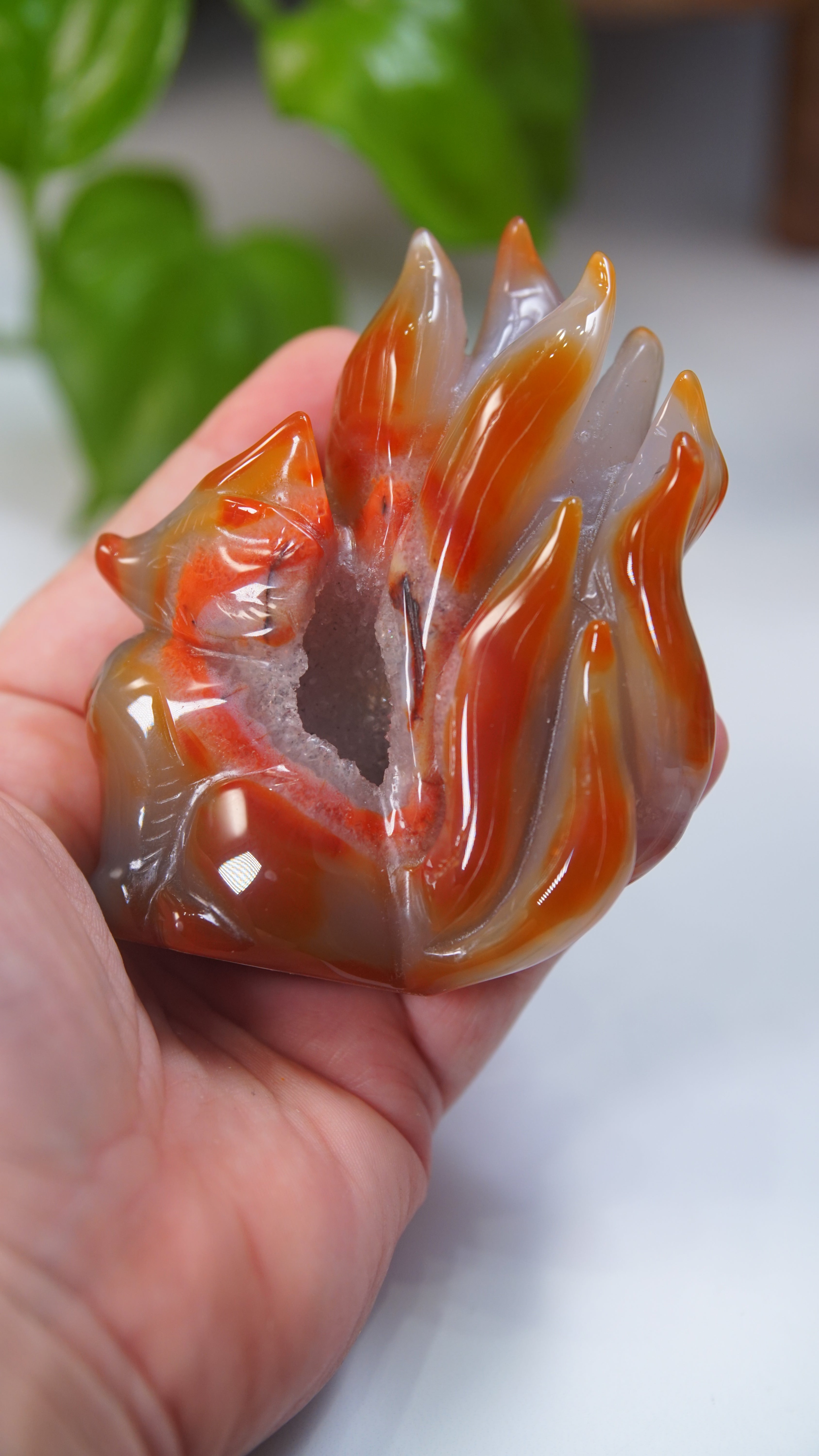Druzy Carnelian Fox Boutique Carvings