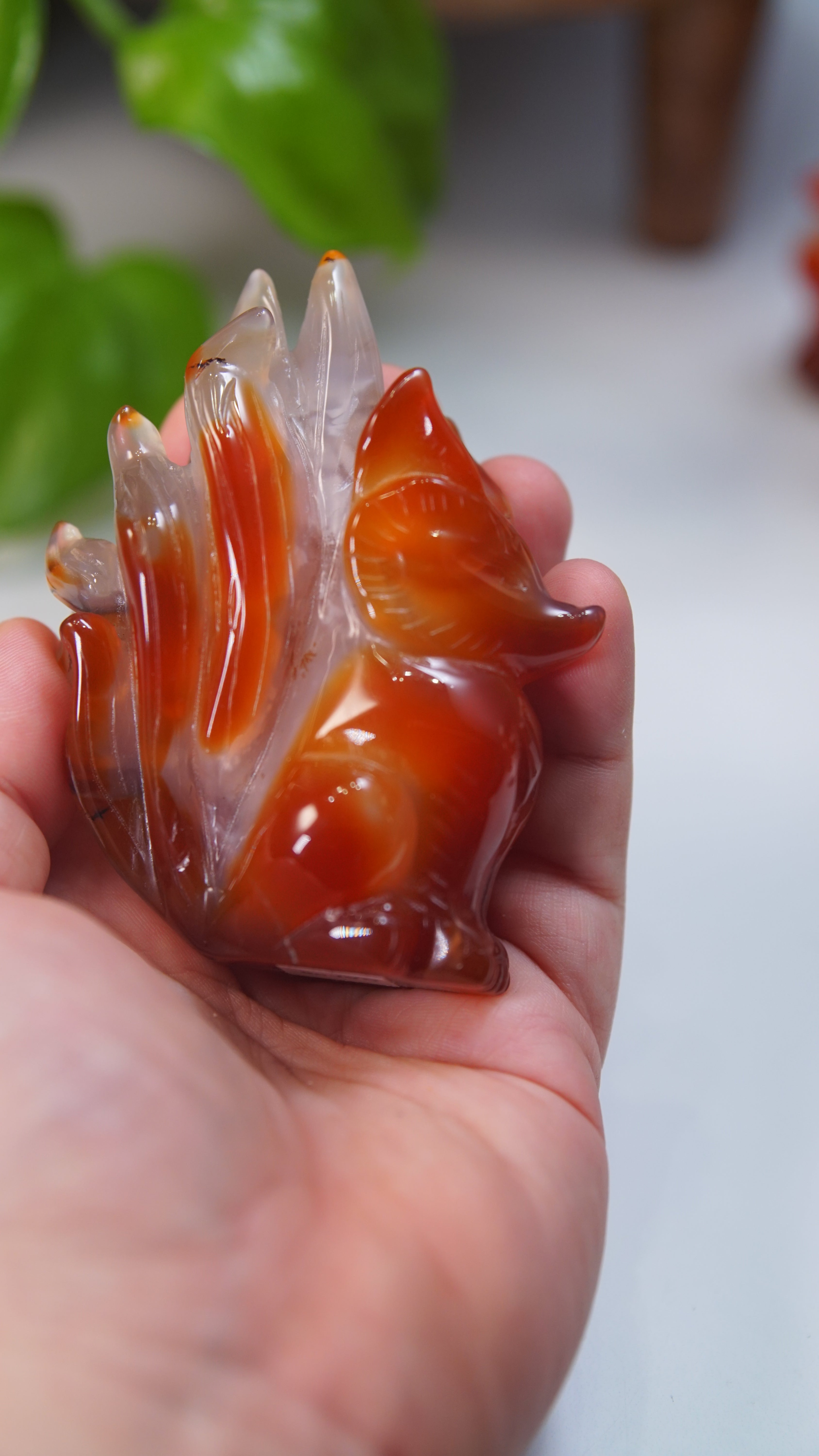 Druzy Carnelian Fox Boutique Carvings