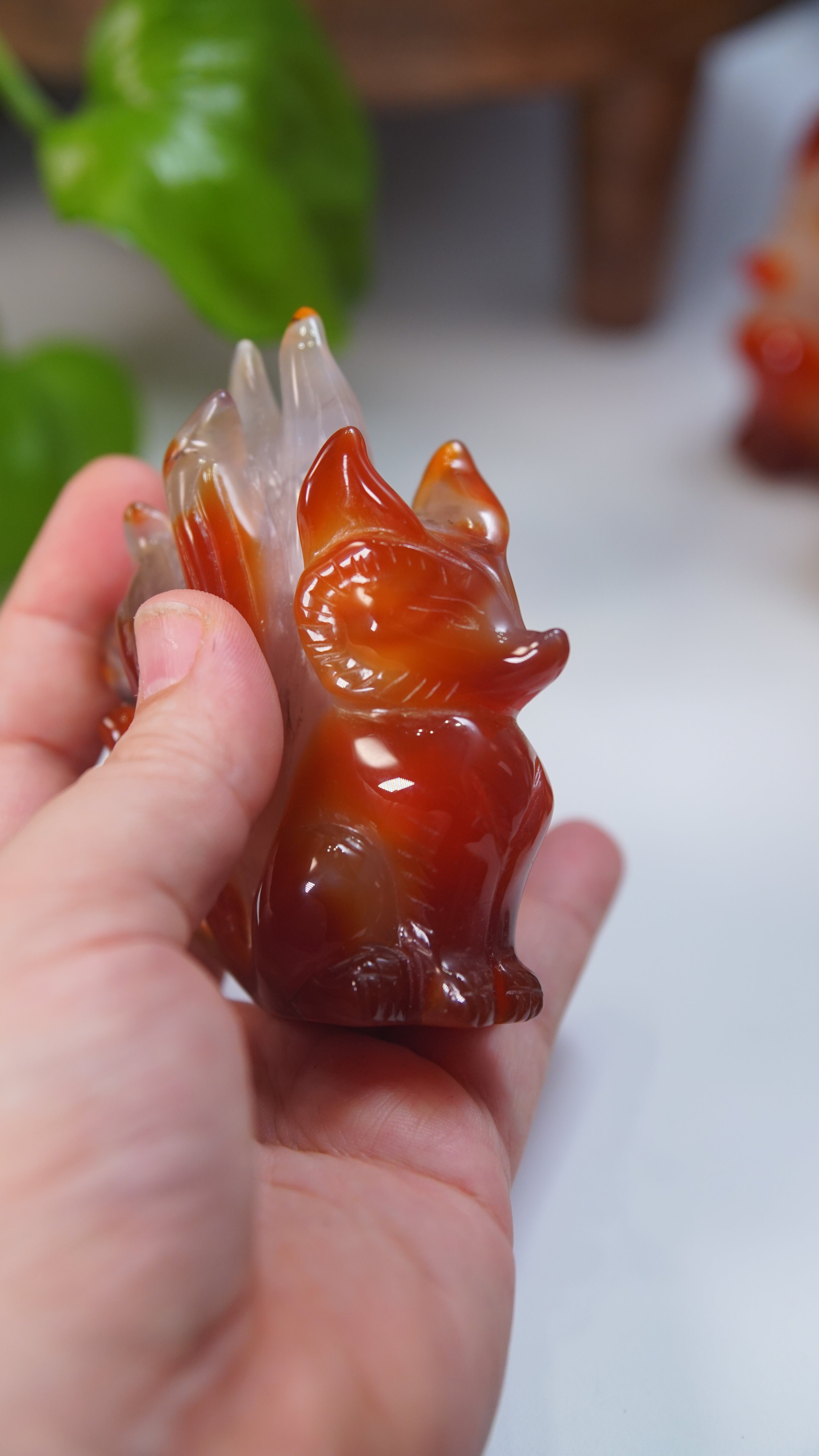 Druzy Carnelian Fox Boutique Carvings
