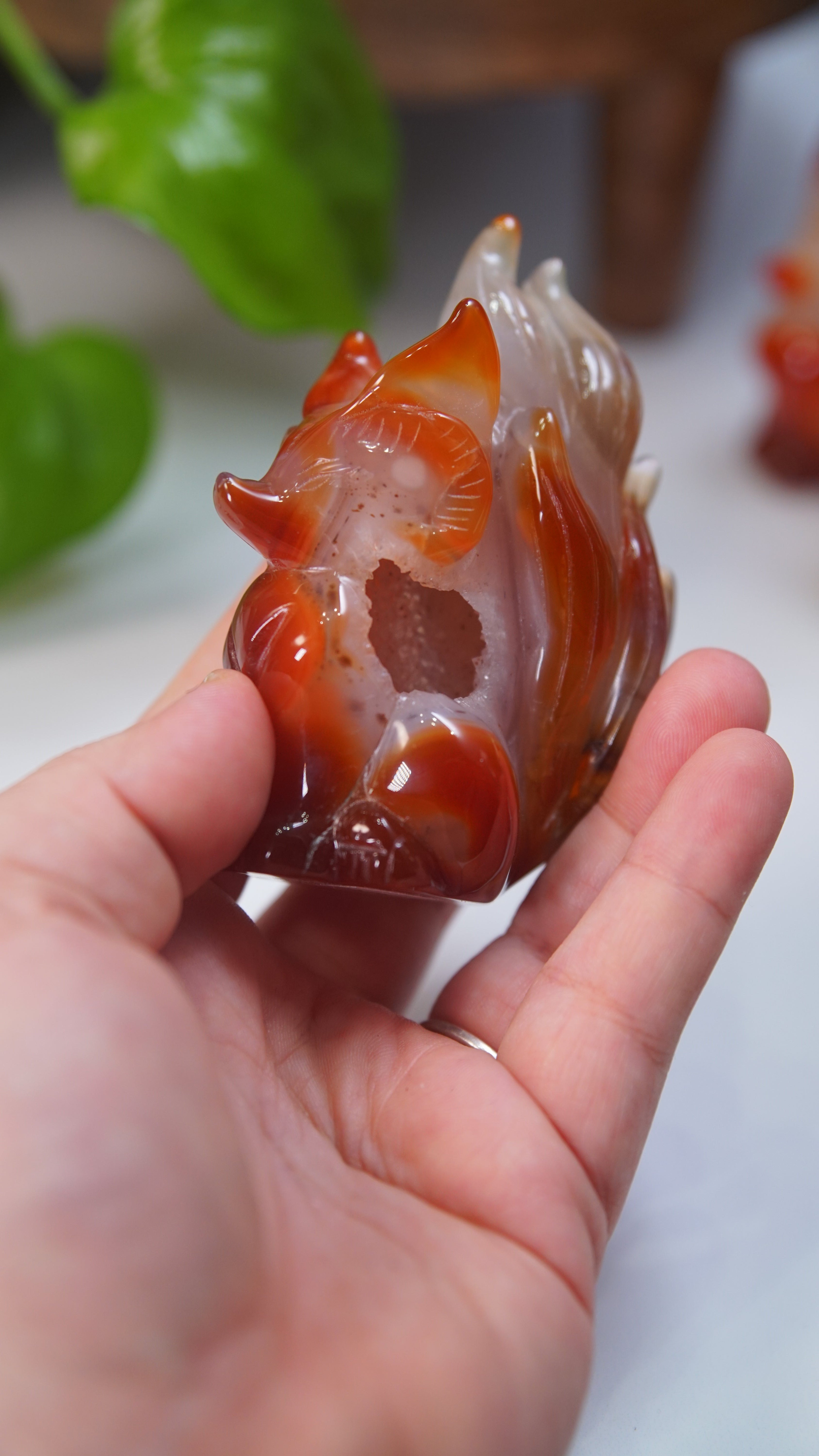 Druzy Carnelian Fox Boutique Carvings