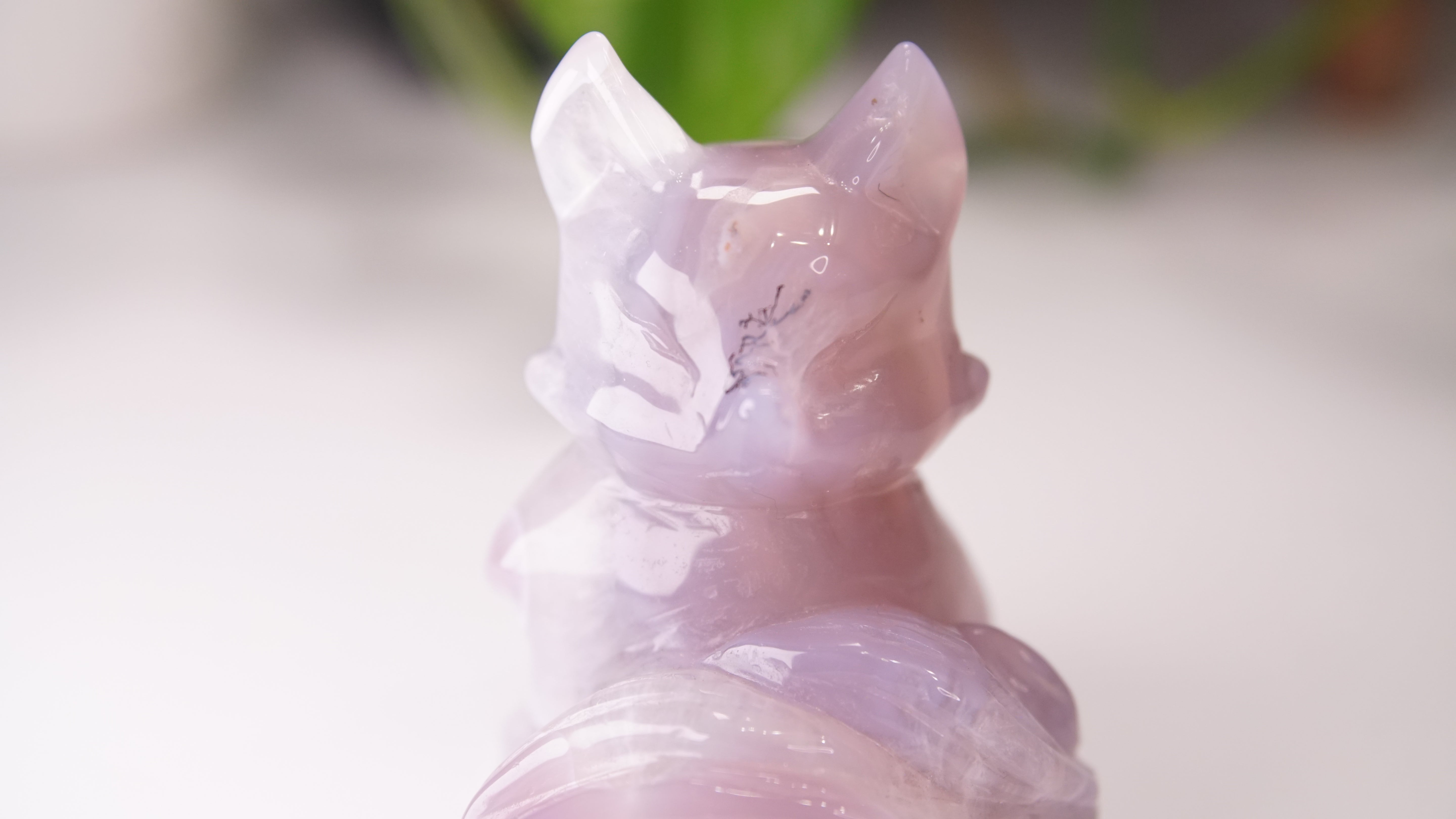 Druzy Purple Agate Hand Carved Fox Carving | Crystal Carving Statement Piece (B)